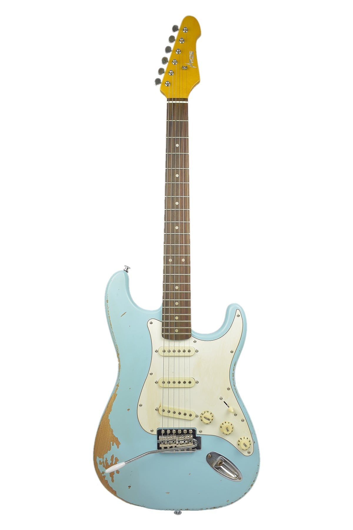 Haze Jumbo Frets Tremolo Relic Electric Guitar - Blue