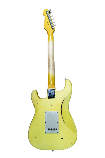 Haze Scalloped Fretboard Tremolo Relic Electric Guitar - Yellow