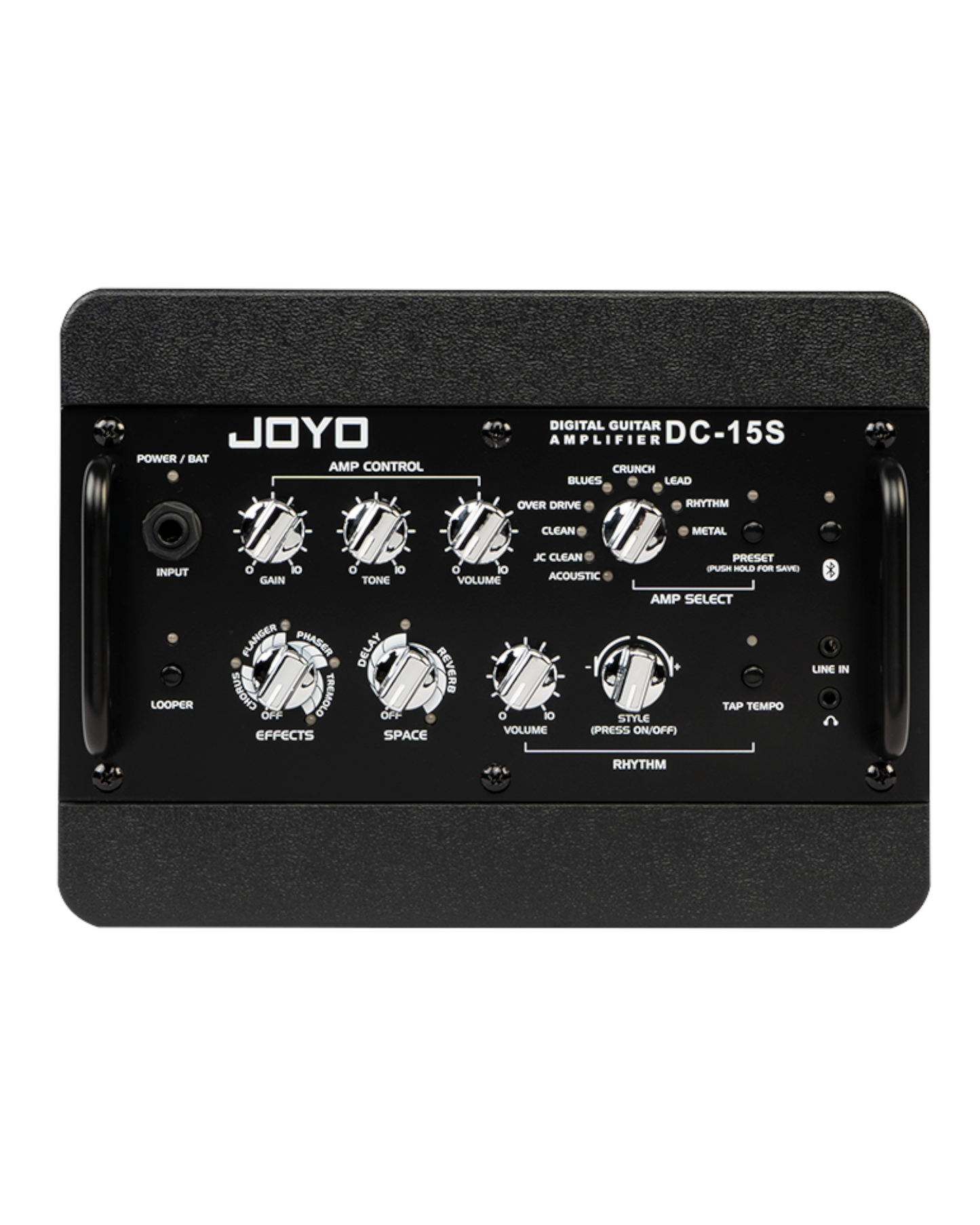Joyo 15W Portable Digital Amp for Electric and Acoustic Guitar w/ Built-In Effects & Drum Machine - DC15S