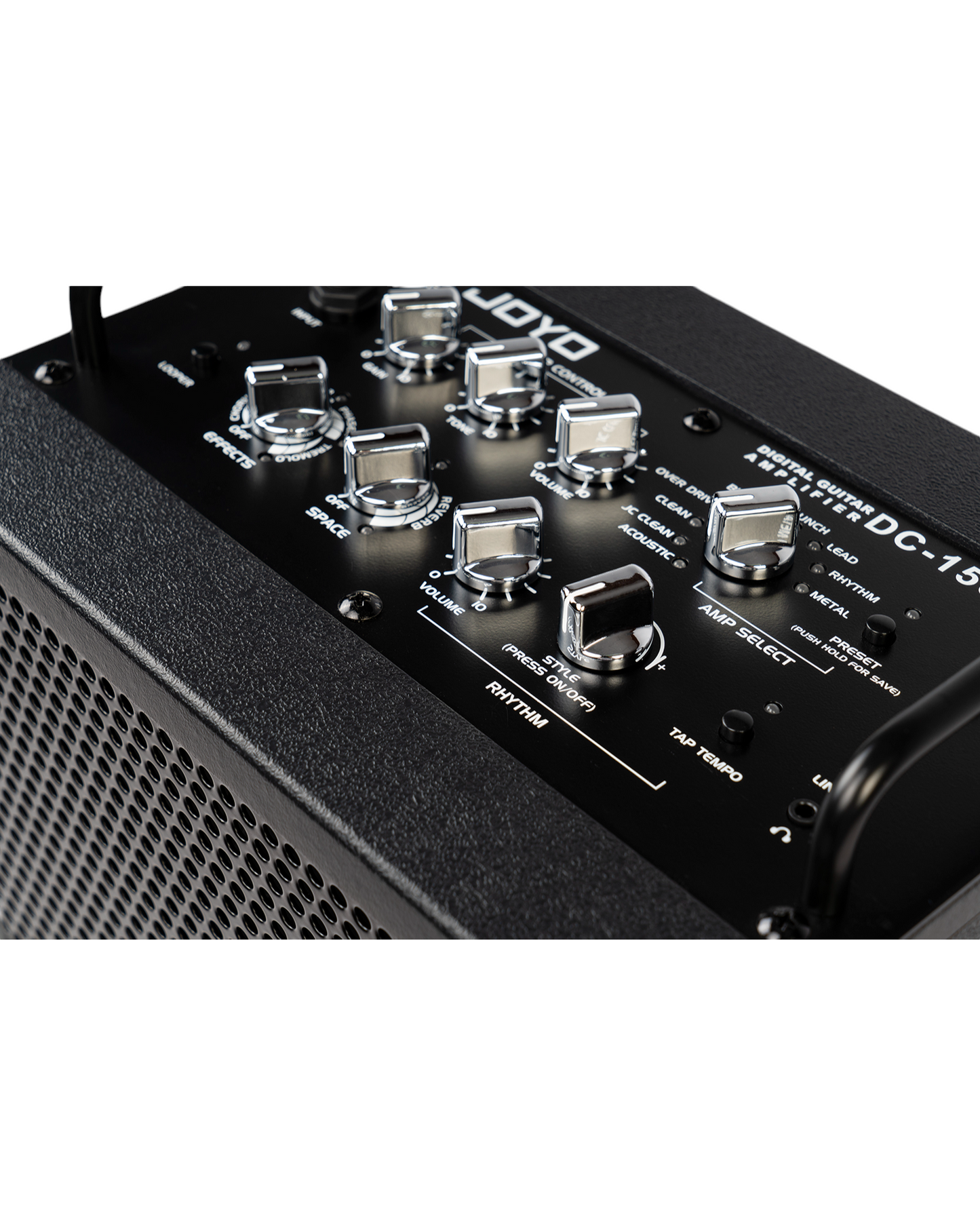 Joyo 15W Portable Digital Amp for Electric and Acoustic Guitar w/ Built-In Effects & Drum Machine - DC15S