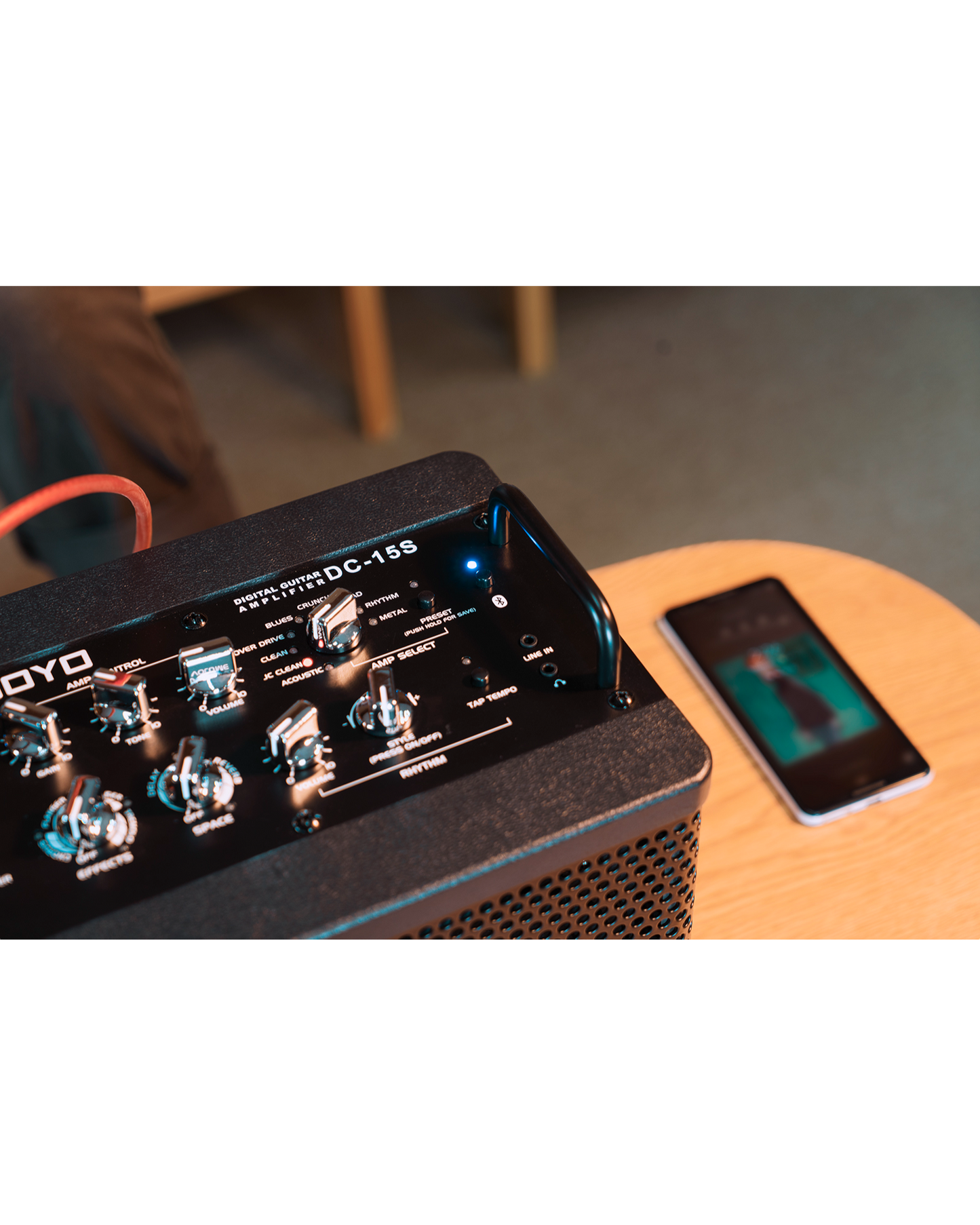 Joyo 15W Portable Digital Amp for Electric and Acoustic Guitar w/ Built-In Effects & Drum Machine - DC15S
