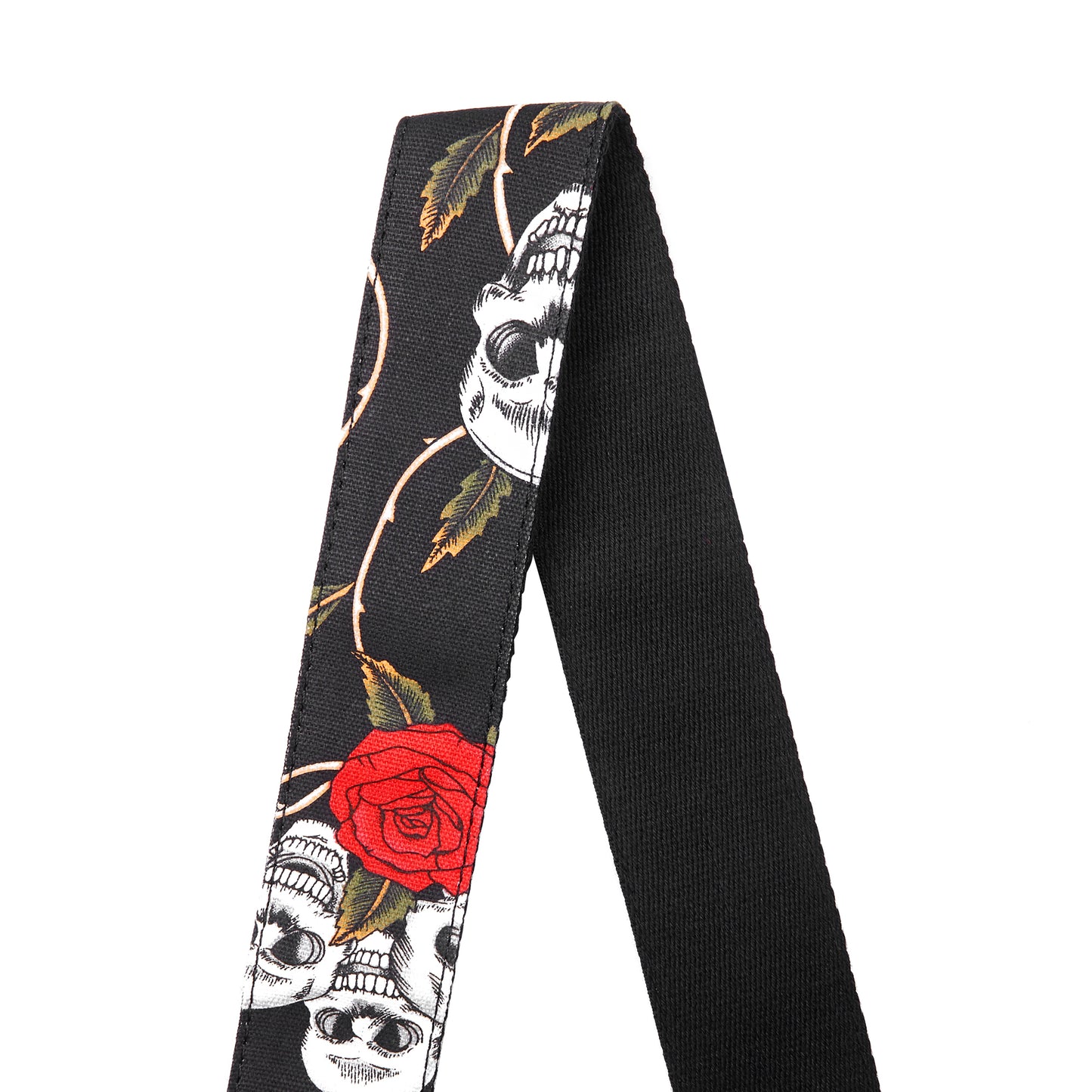 Amumu Skull Rose Guitar Strap Red Denim for Acoustic/ Electric Guitars, Bass - DN01P