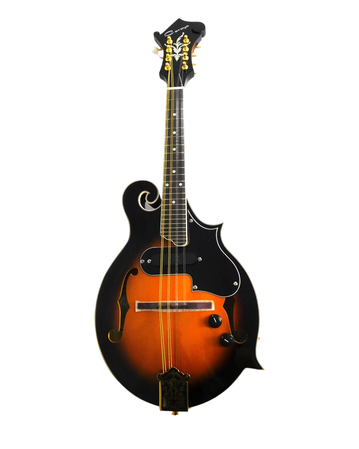 Caraya MA008EQVSHC F-Style Solid Top Electric-Mandolin, Vintage Sunburst + Hard Case