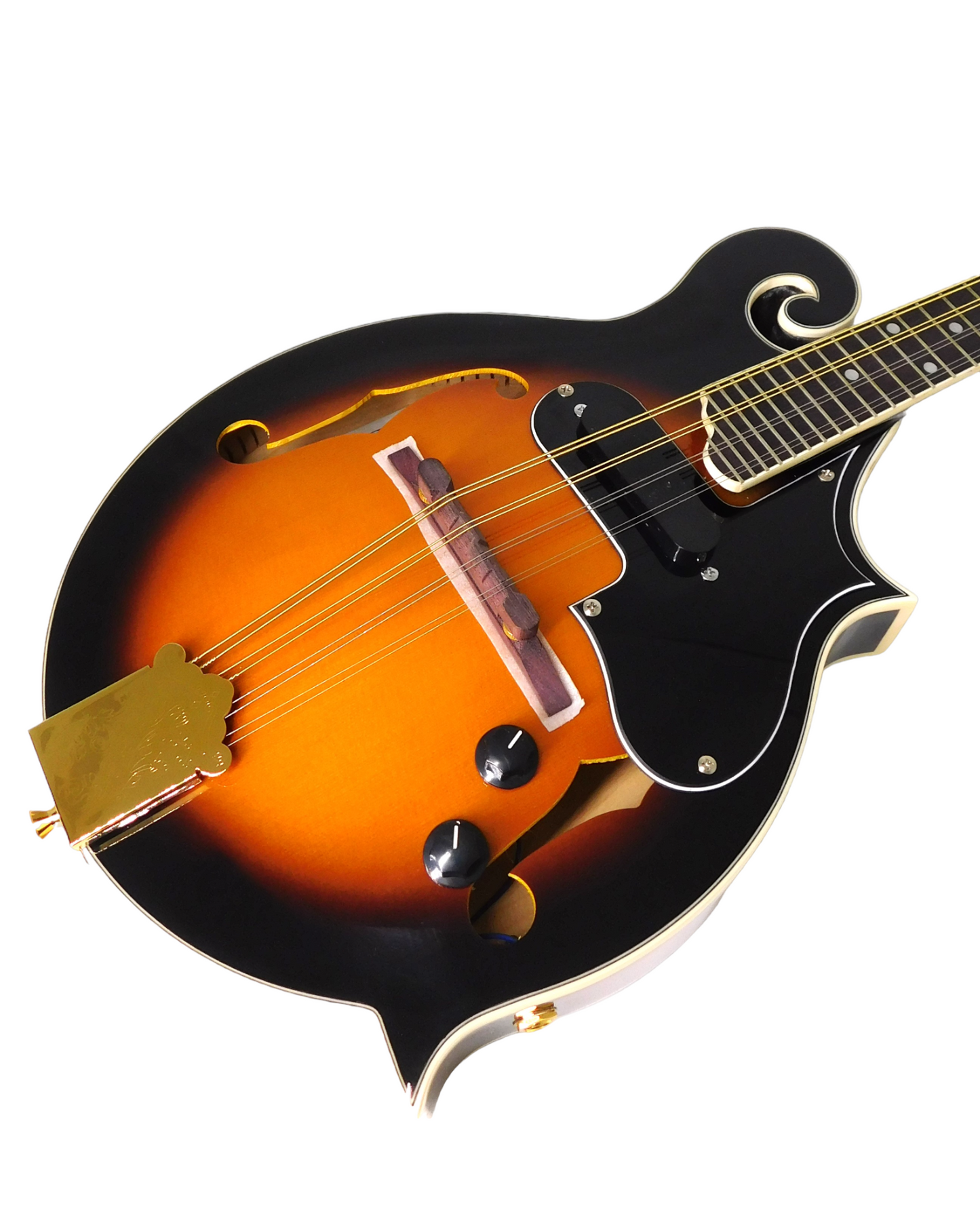 Caraya MA008EQVSHC F-Style Solid Top Electric-Mandolin, Vintage Sunburst + Hard Case