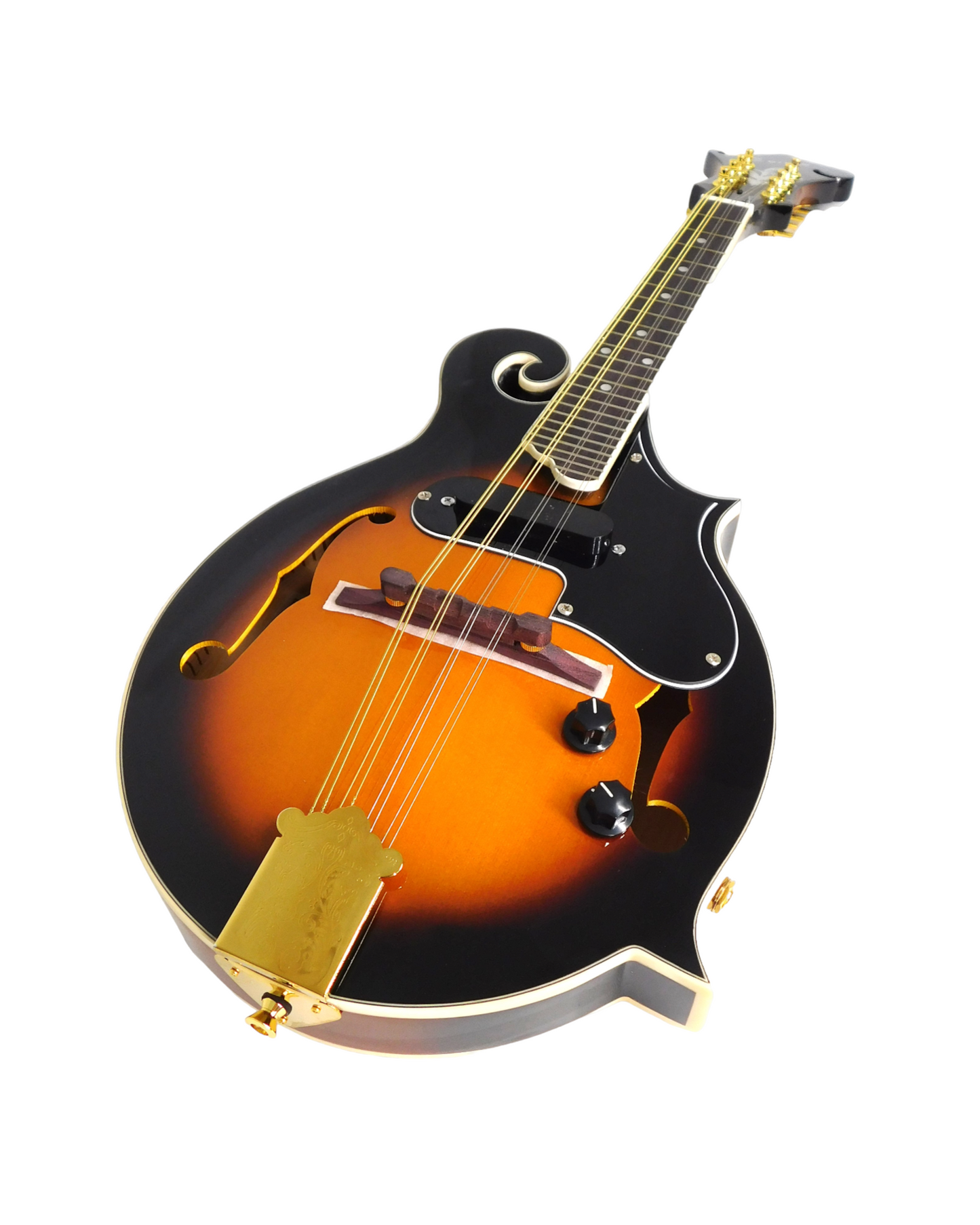 Caraya MA008EQVS F-Style Solid Top Electric-Mandolin, Vintage Sunburst + Free Gig Bag and strings