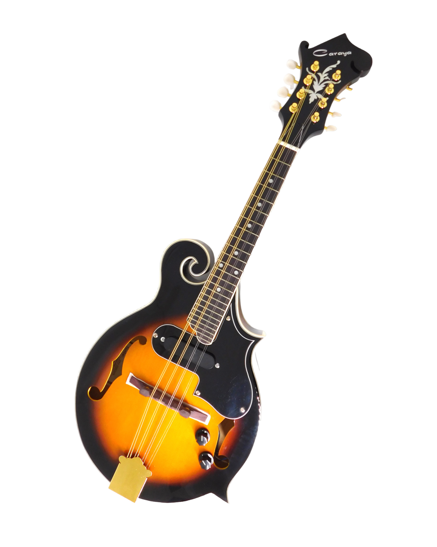 Caraya MA008EQVSHC F-Style Solid Top Electric-Mandolin, Vintage Sunburst + Hard Case