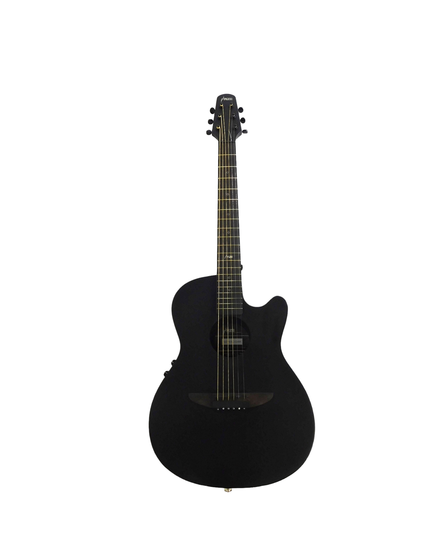 Haze Roundback 3/4 Traveller Built-In Pickups Acoustic Guitar - Black HSDP836CEQMBK