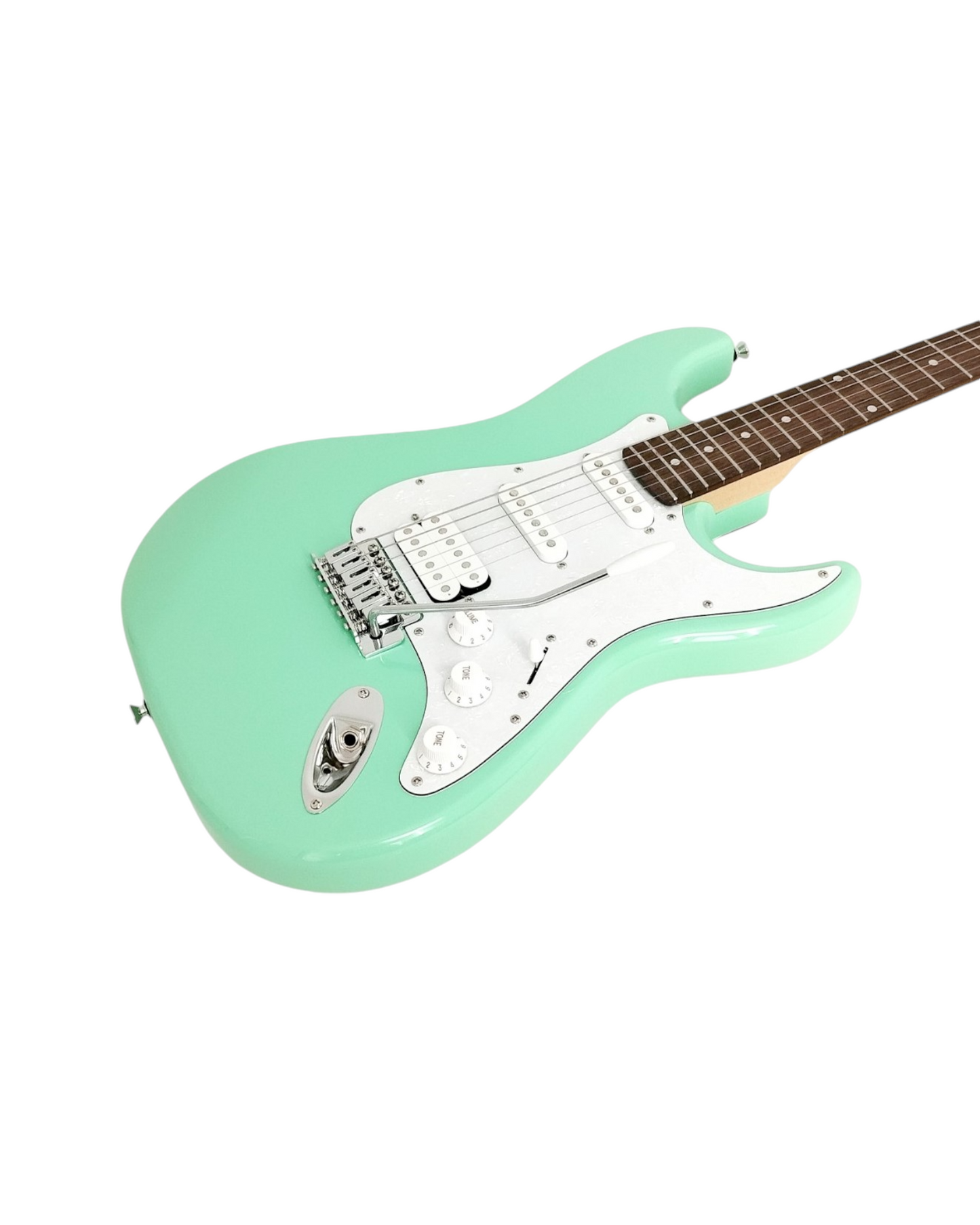 Haze E211 Surf Green HST Electric Guitar with Accessories + 10W Amp. (Optional)