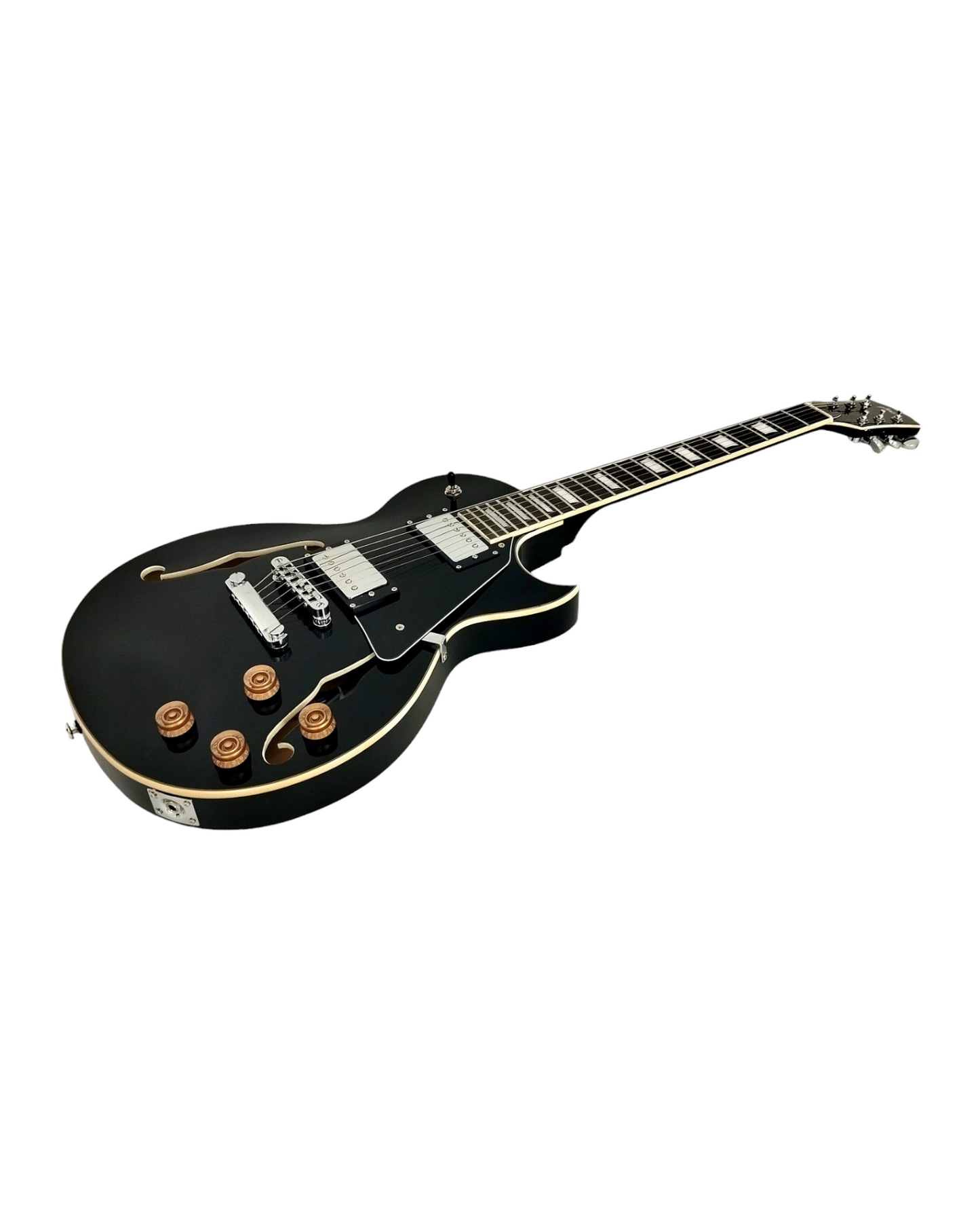 Haze E239BK Semi-Hollow Body Electric Guitar, Black + Free Gig Bag, Picks, Strap