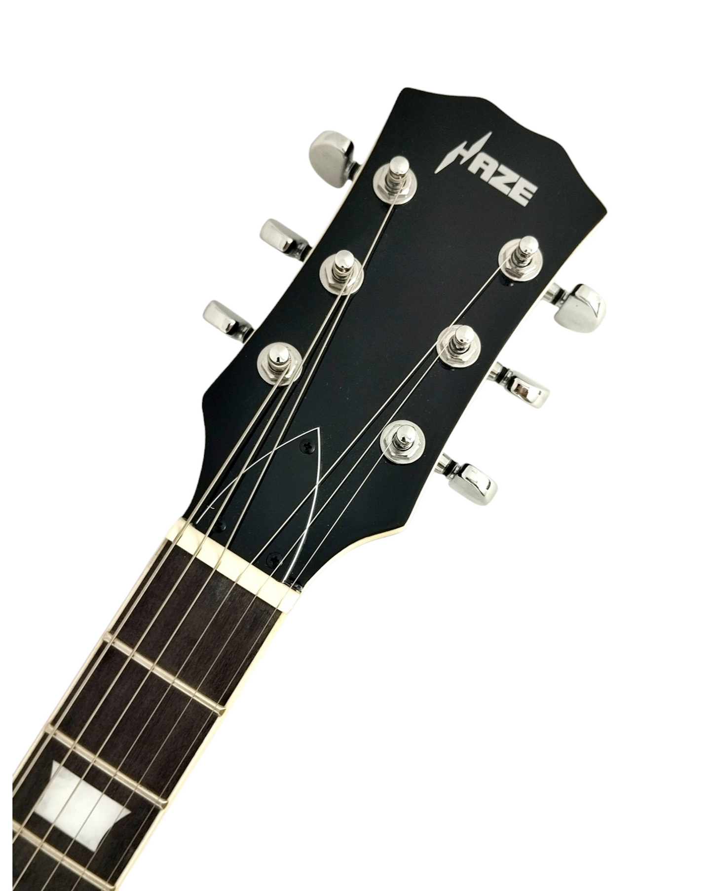 Haze E239BK Semi-Hollow Body Electric Guitar, Black + Free Gig Bag, Picks, Strap