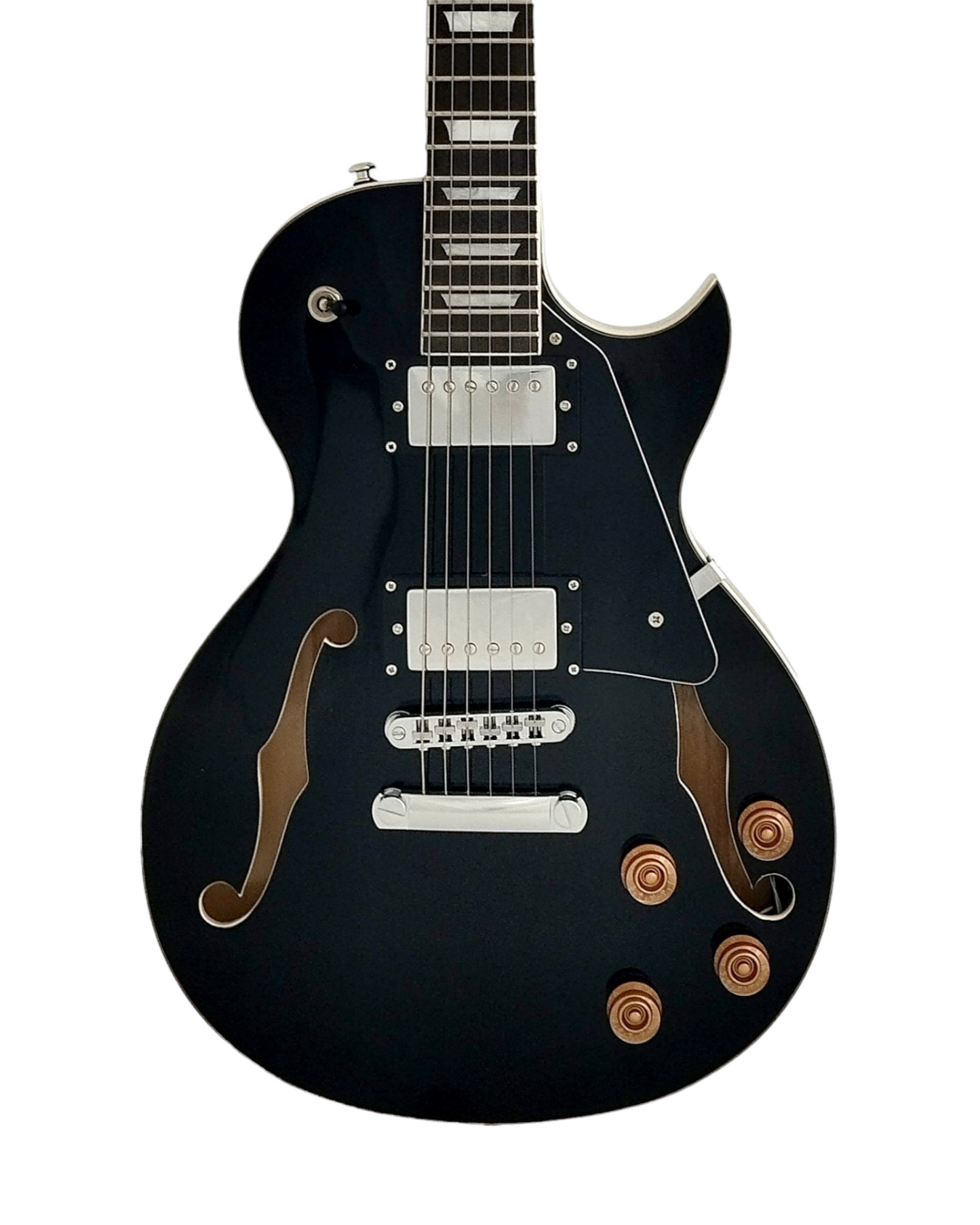 Haze E239BK Semi-Hollow Body Electric Guitar, Black + Free Gig Bag, Picks, Strap