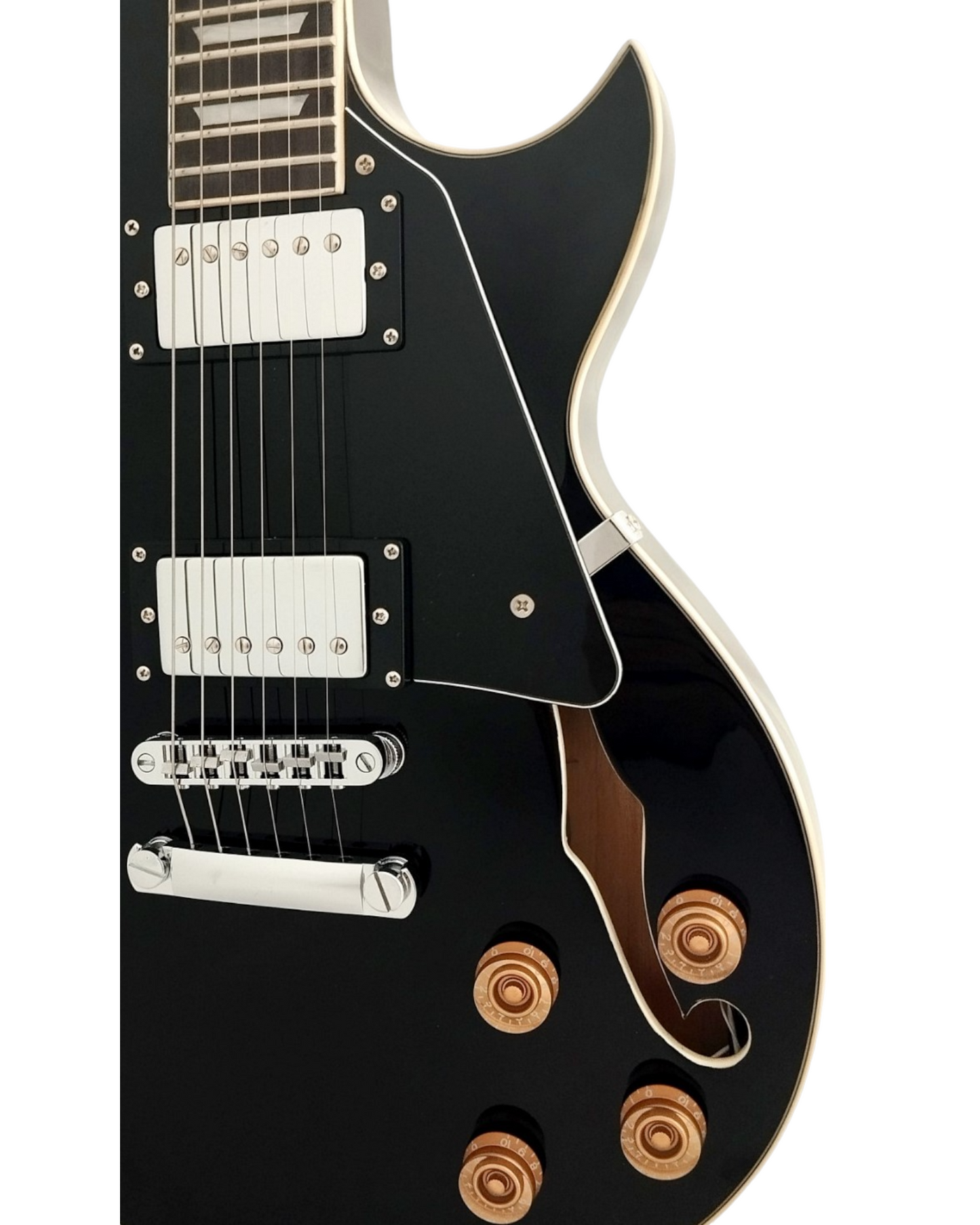Haze E239BK Semi-Hollow Body Electric Guitar, Black + Free Gig Bag, Picks, Strap