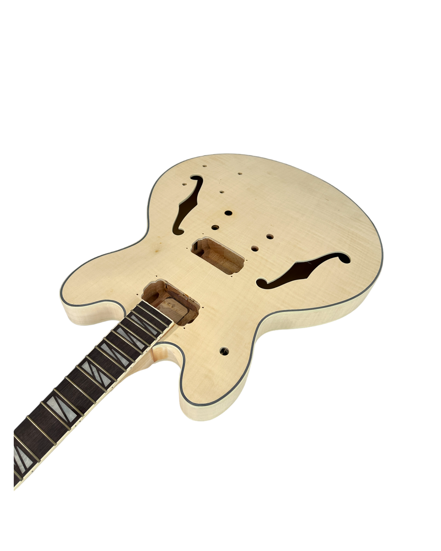 E272DIY Complete No-Solder Semi-Hollow Body Electric Guitar DIY Kit, Set Neck