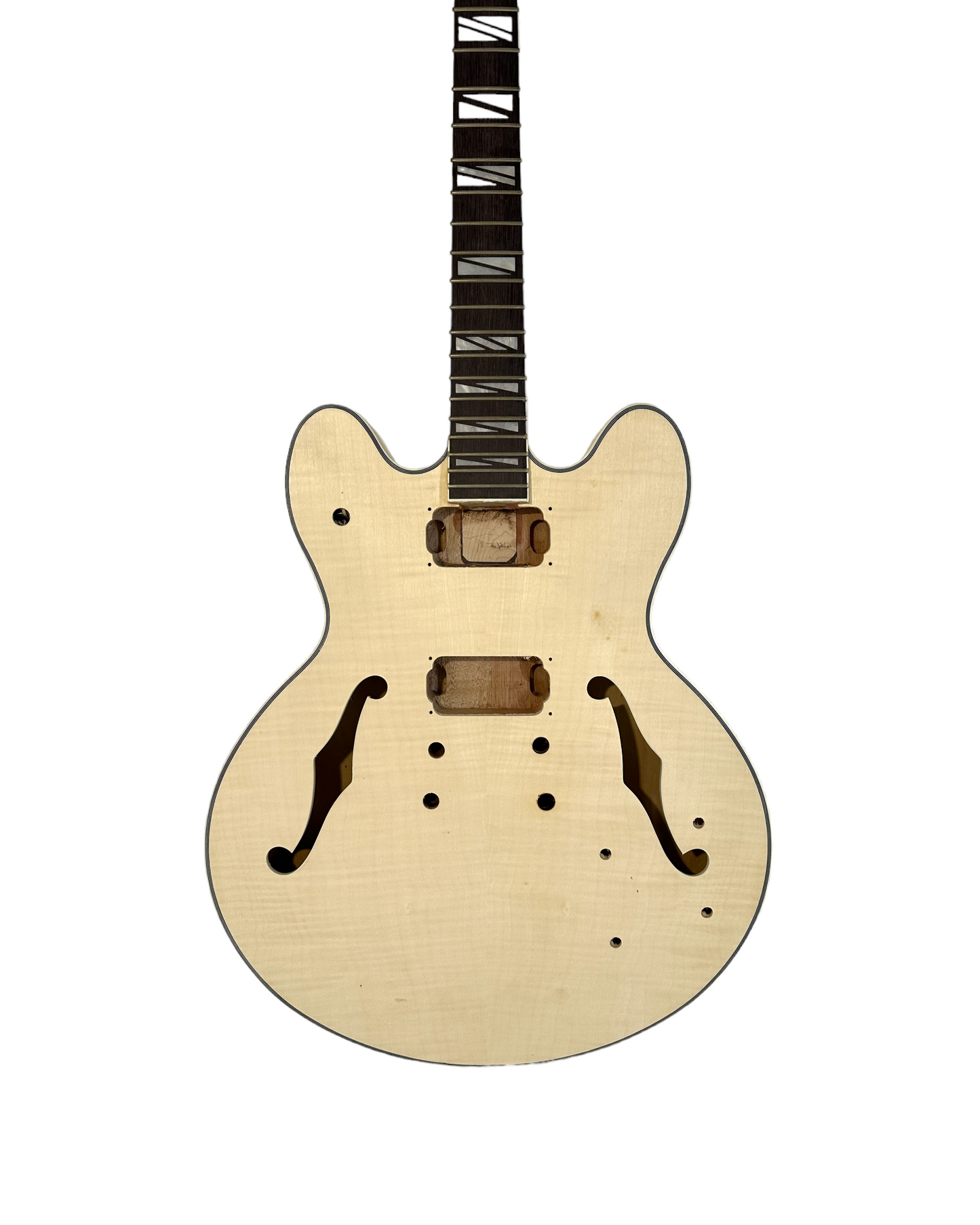 E272DIY Complete No-Solder Semi-Hollow Body Electric Guitar DIY Kit, Set Neck