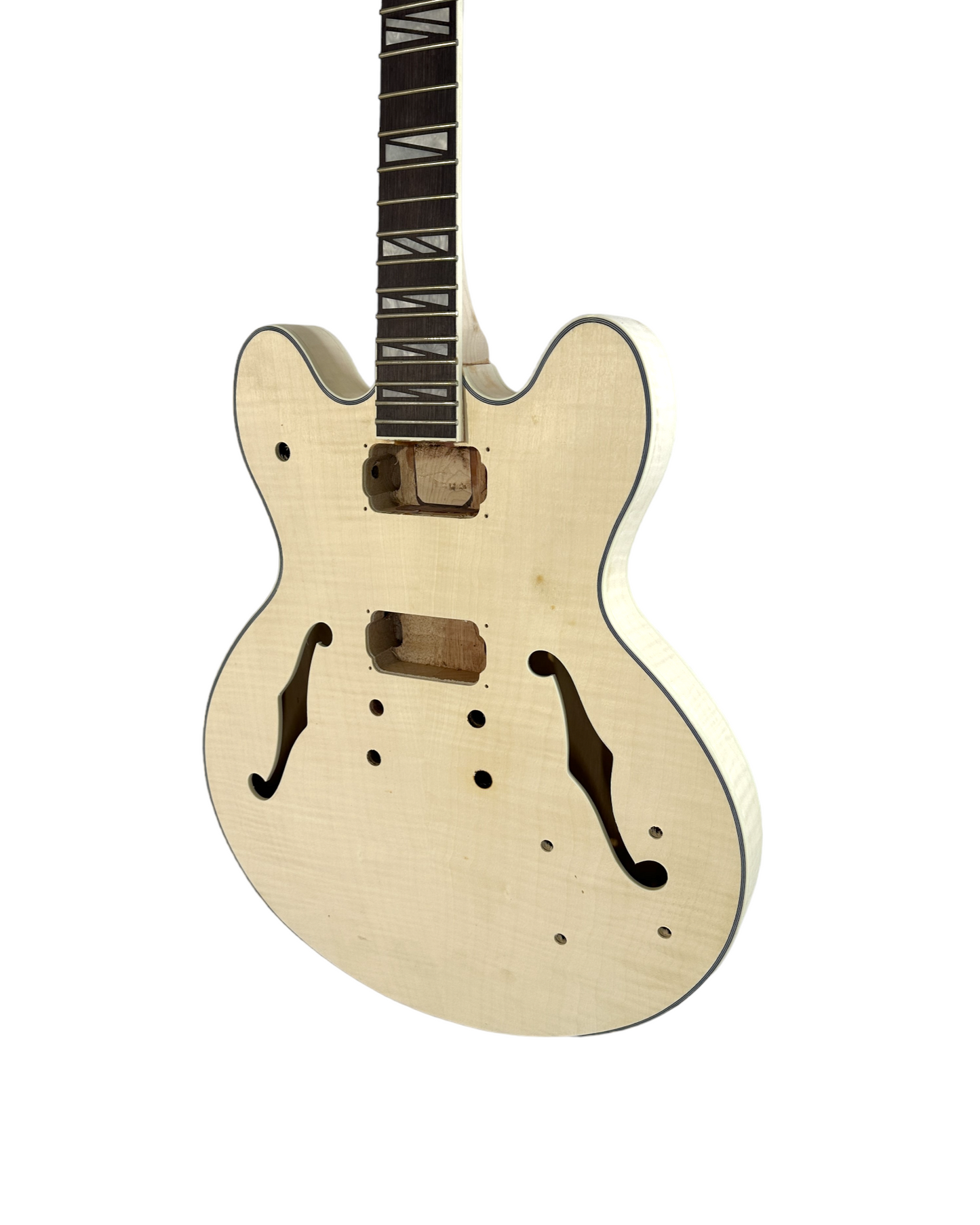 E272DIY Complete No-Solder Semi-Hollow Body Electric Guitar DIY Kit, Set Neck