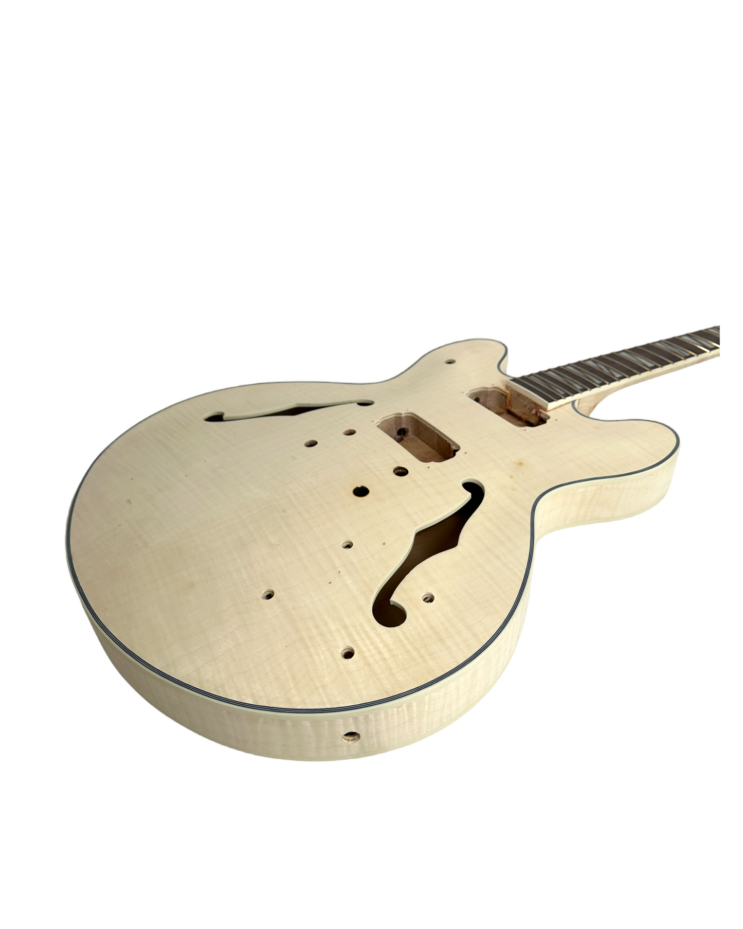 E272DIY Complete No-Solder Semi-Hollow Body Electric Guitar DIY Kit, Set Neck