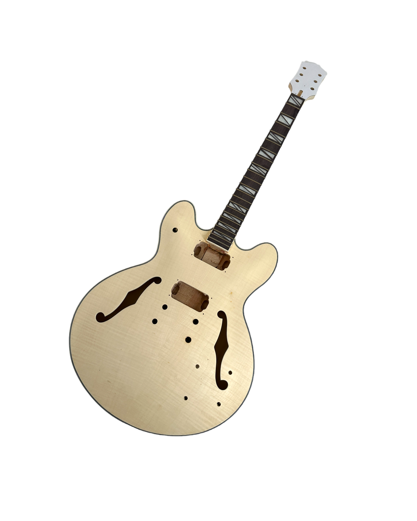 E272DIY Complete No-Solder Semi-Hollow Body Electric Guitar DIY Kit, Set Neck