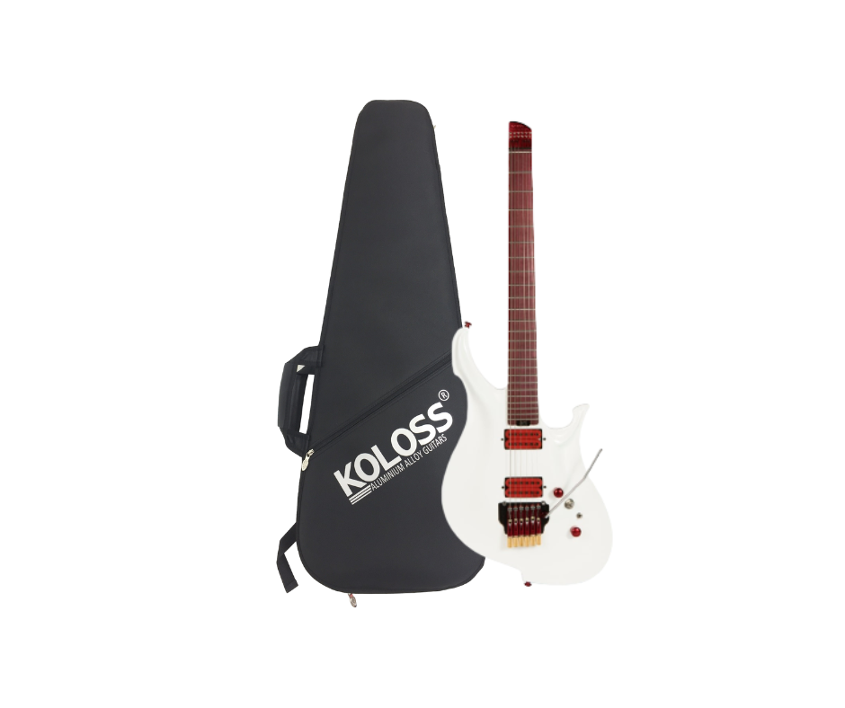 KOLOSS GTEMOHWH Headless Aluminum Body Mahogany Neck Electric Guitar + Bag