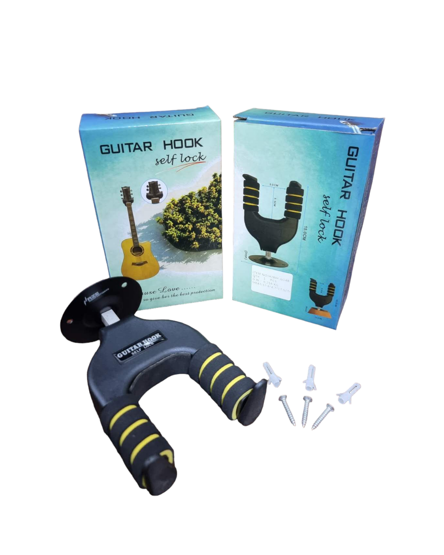2 x Auto Lock Guitar Wall Hanger/Mount/Stand HJWH-G14B