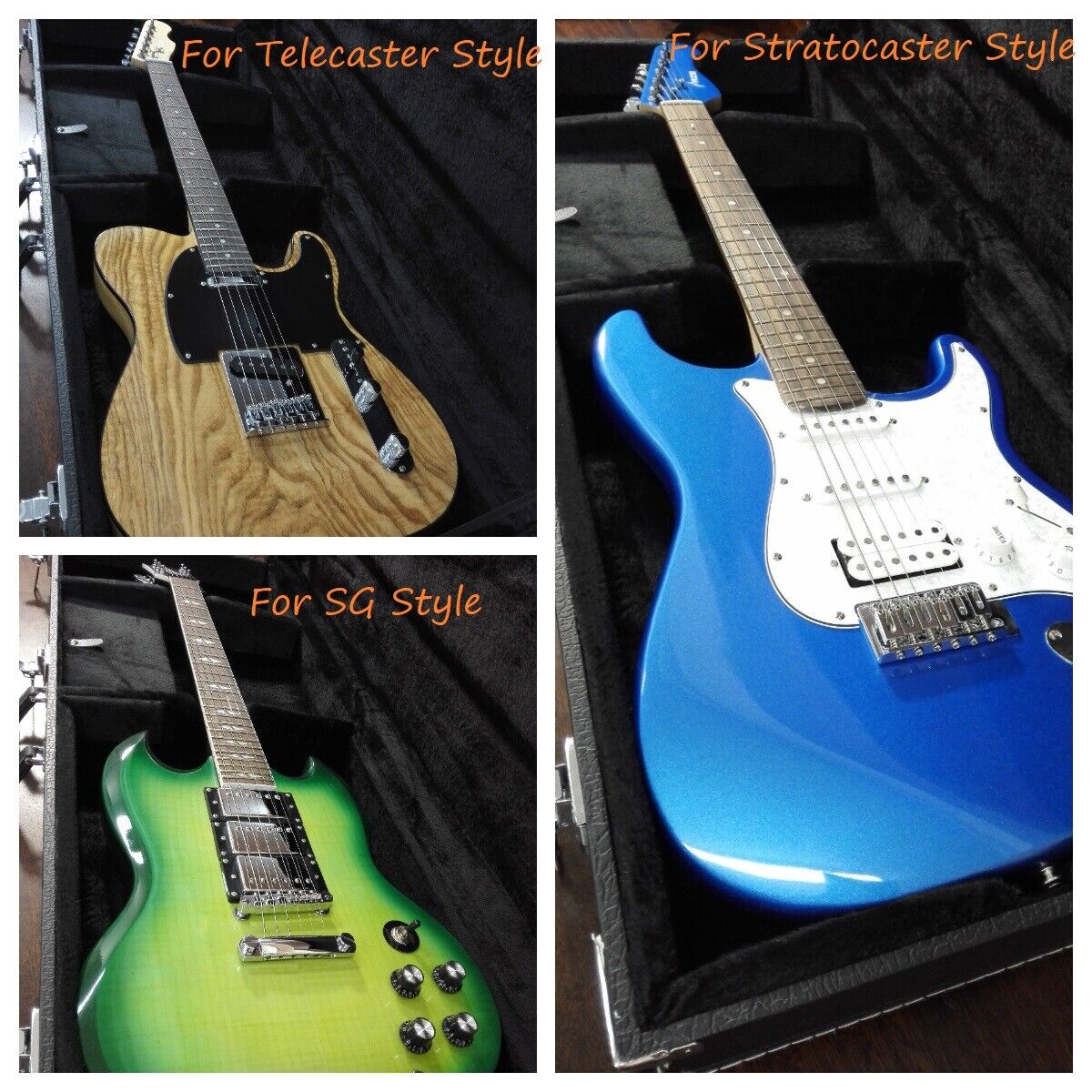 Haze Rectangle ST/TL/SG Electric Guitar Hard Case, Lockable w/Key, Black, HPAG19040STA