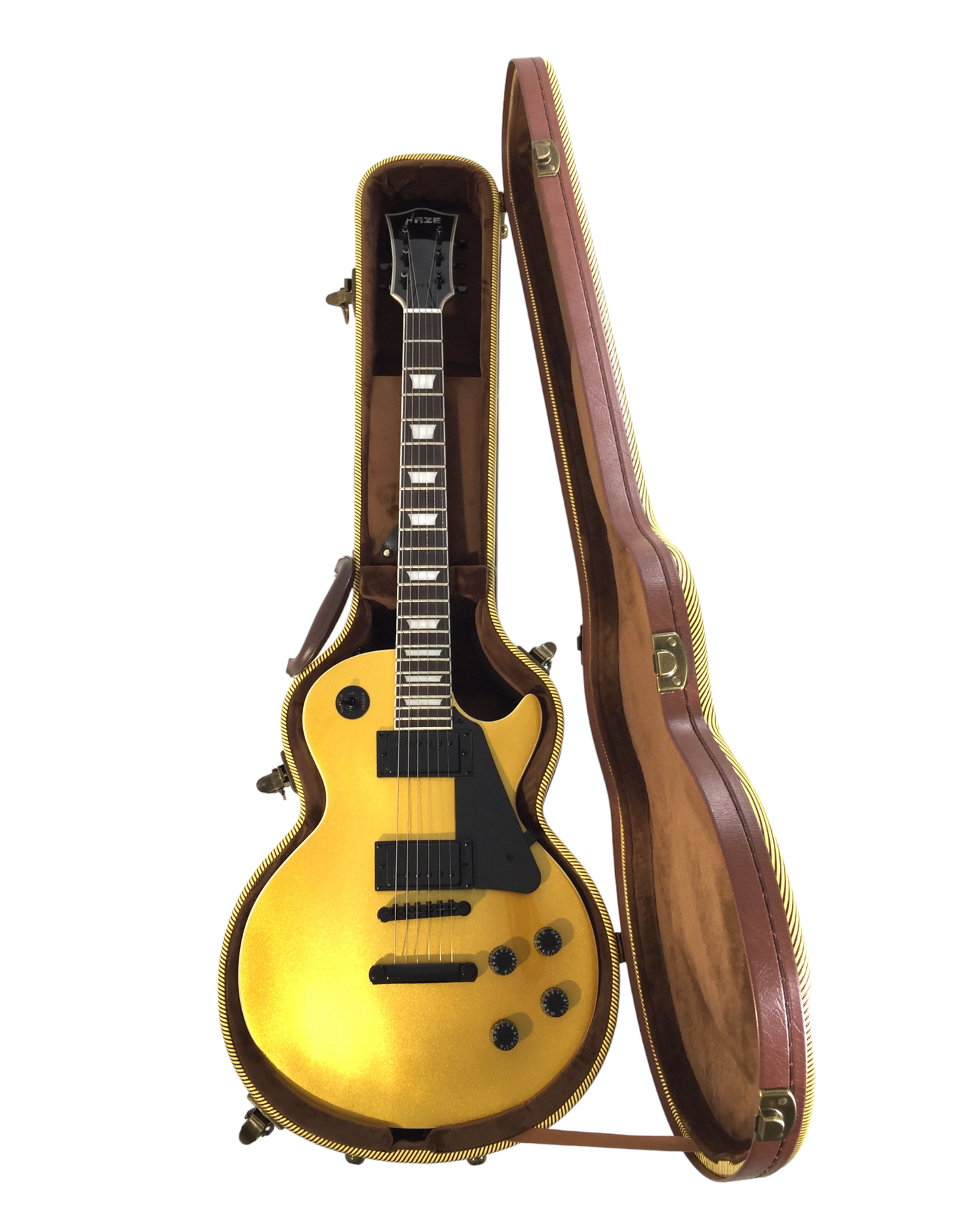 Haze Single-Cut Solid Arched Mahogany Maple Neck HLP Electric Guitar - Gold HSGS91988GD