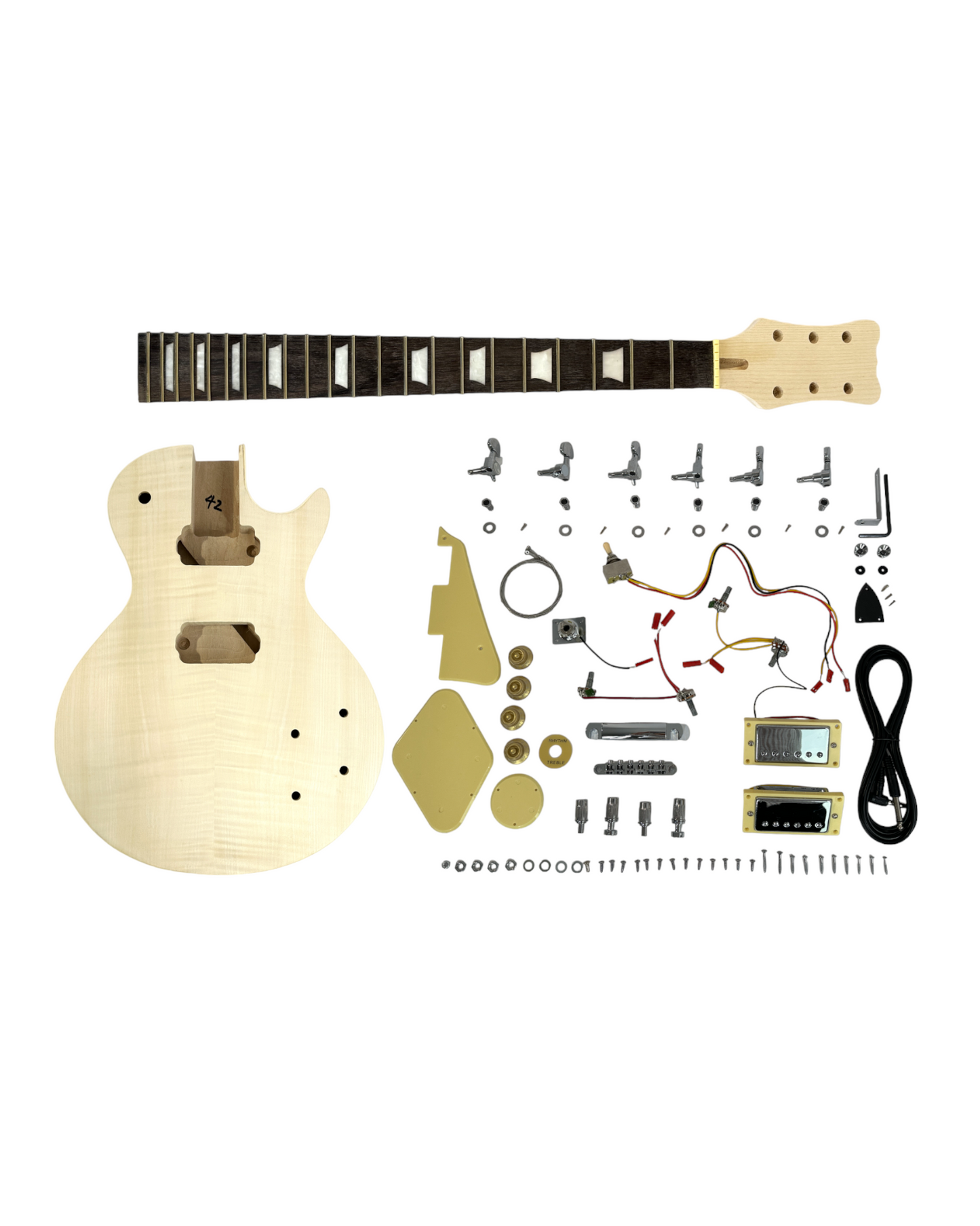 HSLPP19380BDIY LP Solid Basswood Body Electric Guitar DIY Kit, No-Soldering, Silver Hardware with set neck