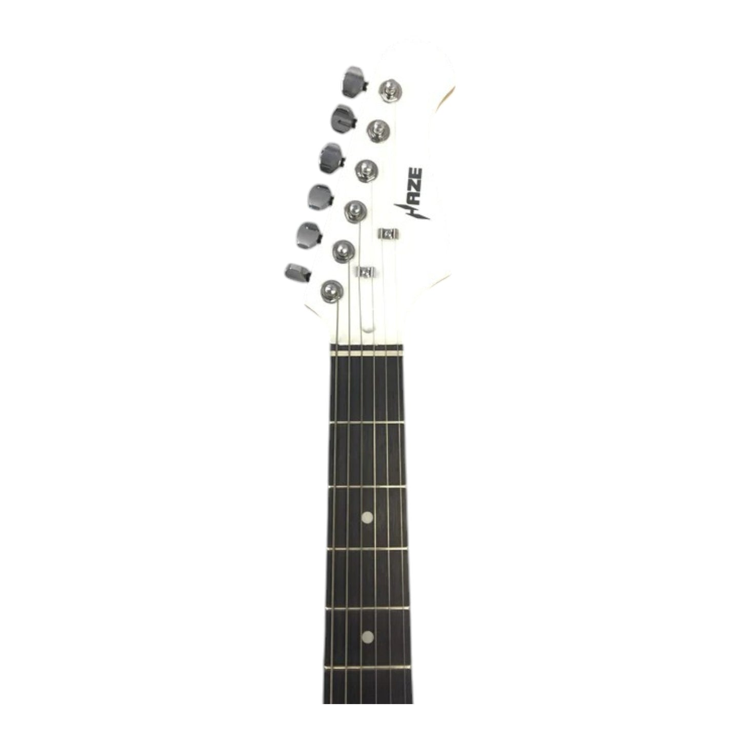 Haze E211 Arctic White HST Electric Guitar with Accessories + 10W Amp. (Optional)