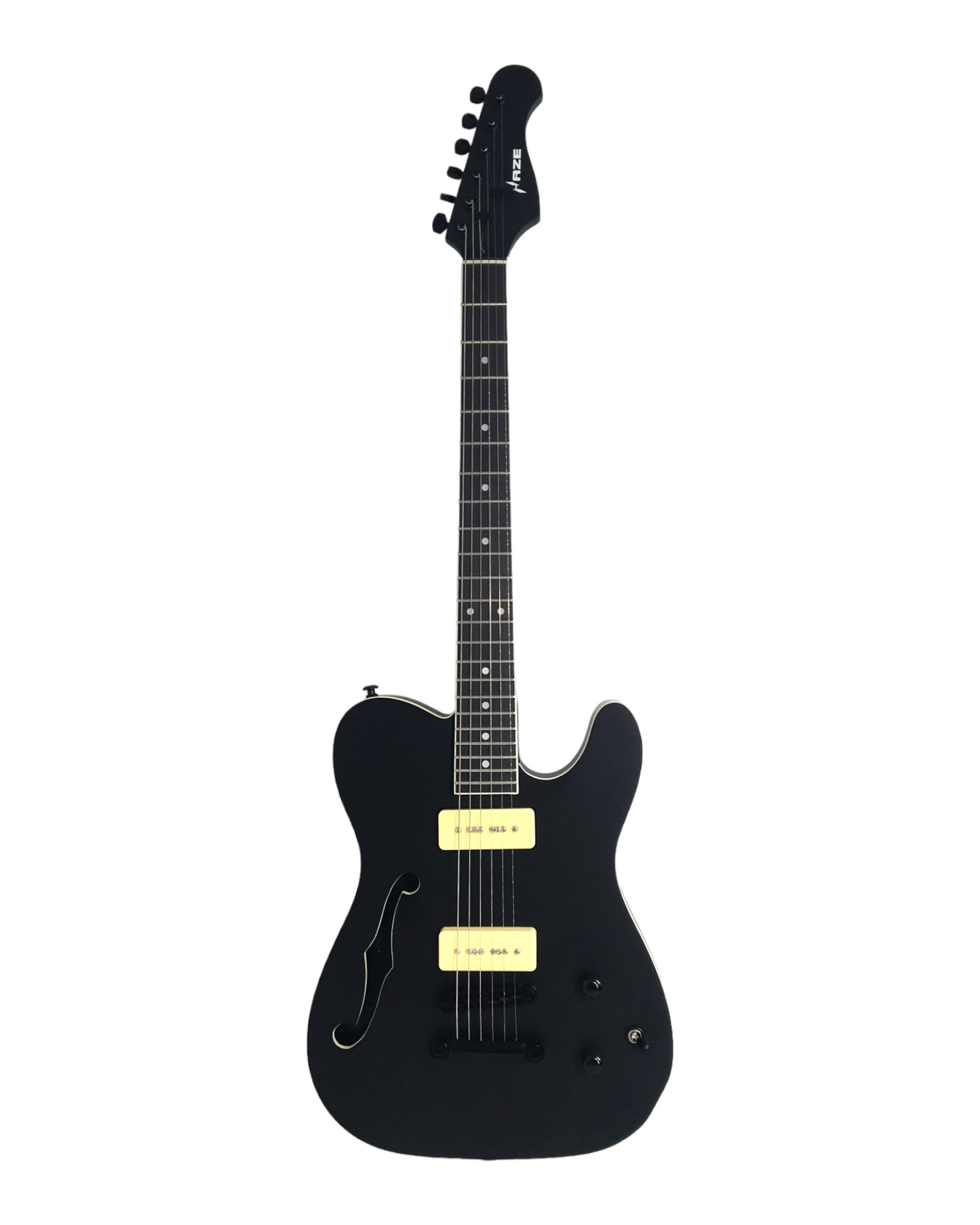 Haze Semi-Hollow HH Maple Neck HTL Electric Guitar - Black HSE501BK
