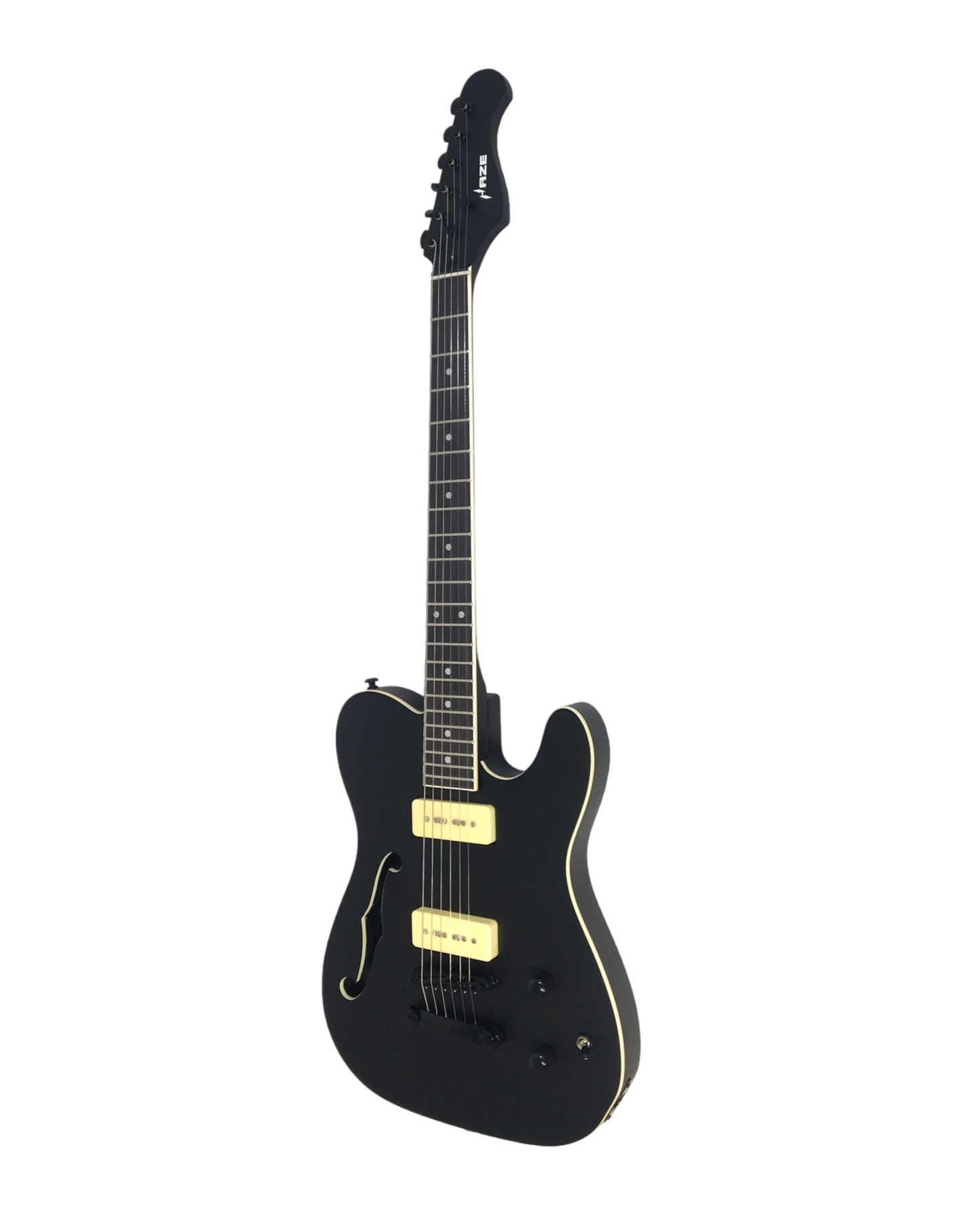 Haze Semi-Hollow HH Maple Neck HTL Electric Guitar - Black HSE501BK