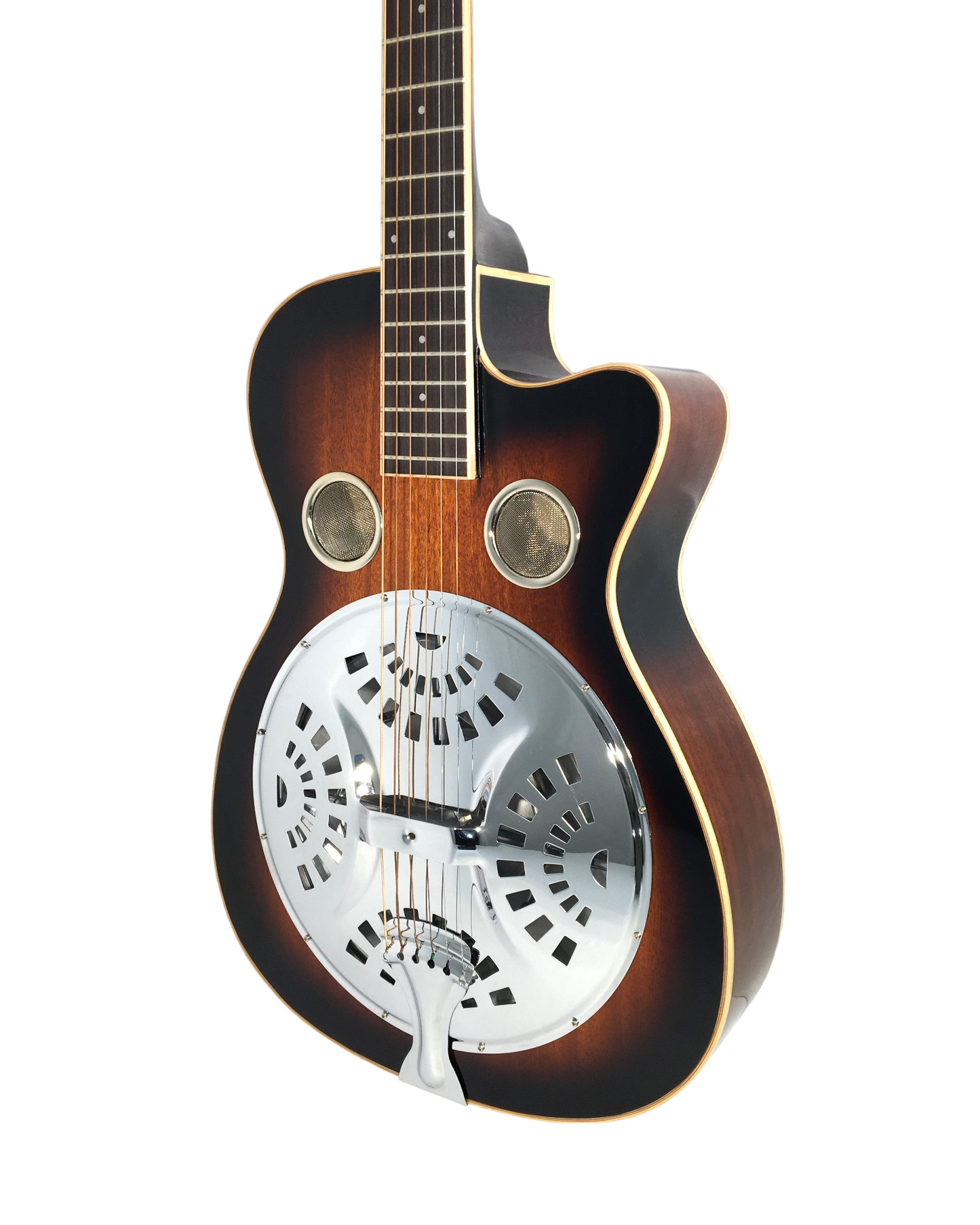 Haze SDG738 All-Mahogany Roundneck Resonator Guitar, Tobacco Sunburst + Free Bag