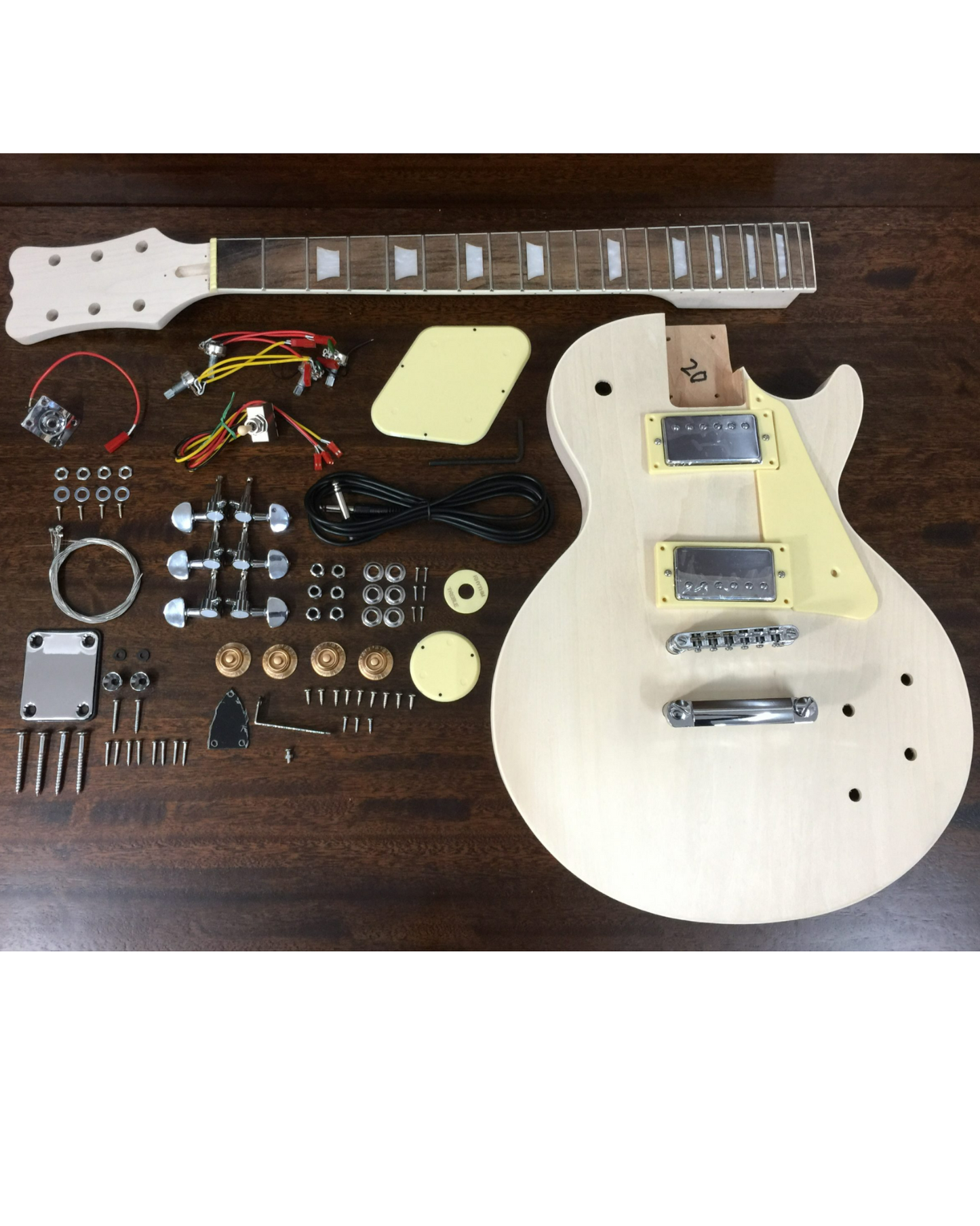 HSLPP19340DIY LP Solid Basswood Body Electric Guitar DIY Kit, No-Soldering, Silver Hardware with bolt-on neck