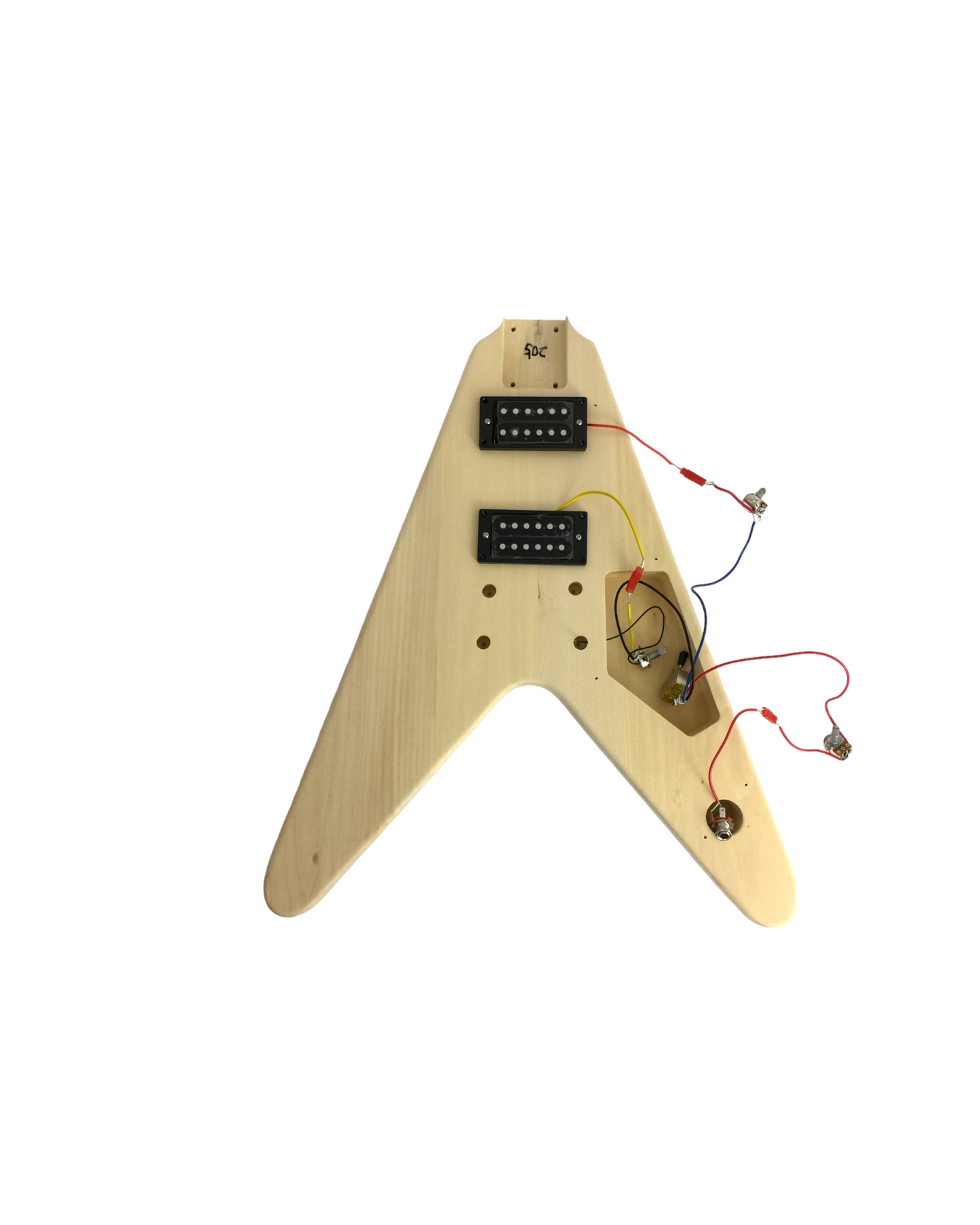 HSFV1909DIY Flying V Style Electric Guitar DIY Kit, Complete No-Soldering, HH Pickup