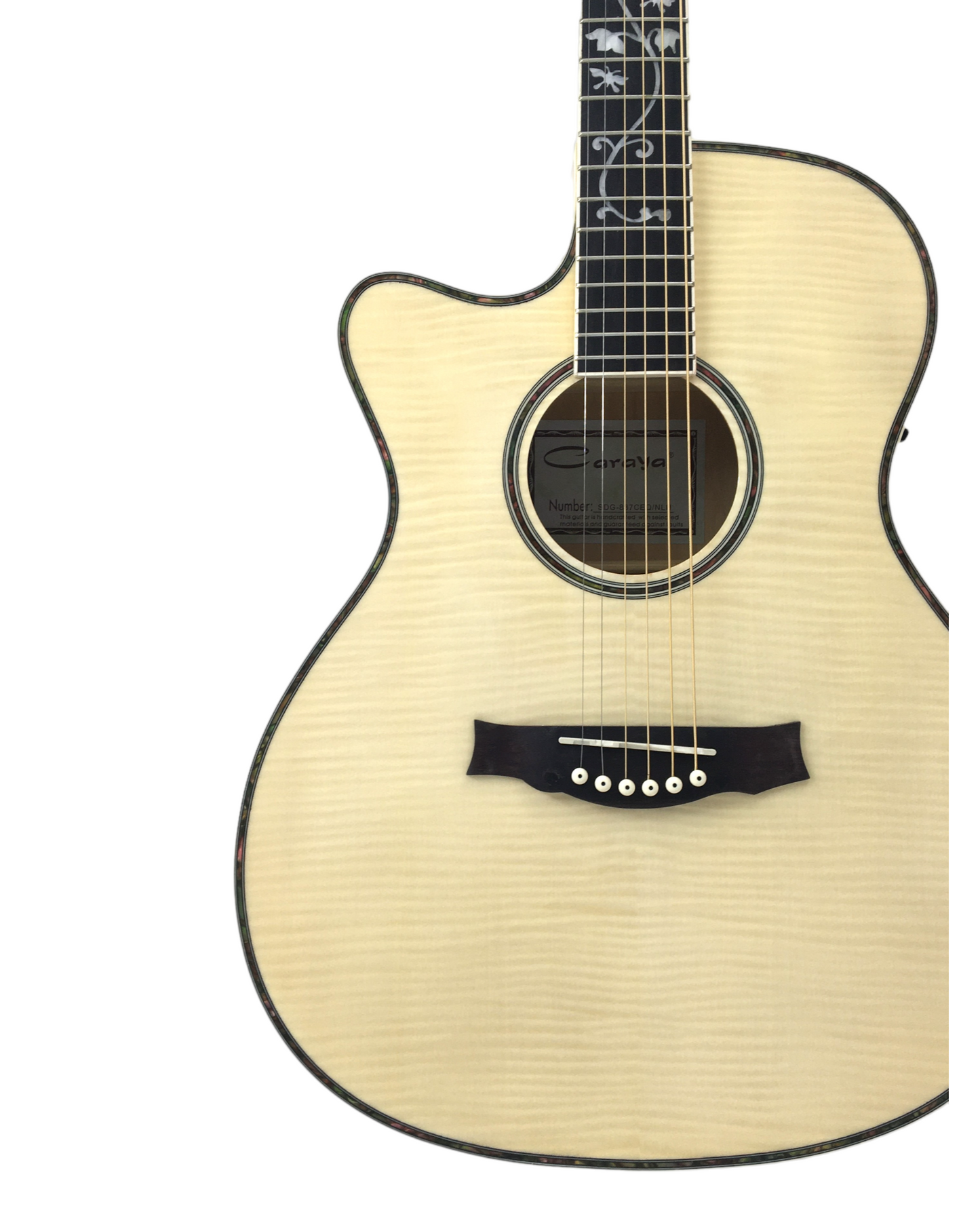 Caraya SDG837CEQNLH Left-Handed All Maple Built-In Pickups/Tuner Acoustic Guitar - Natural