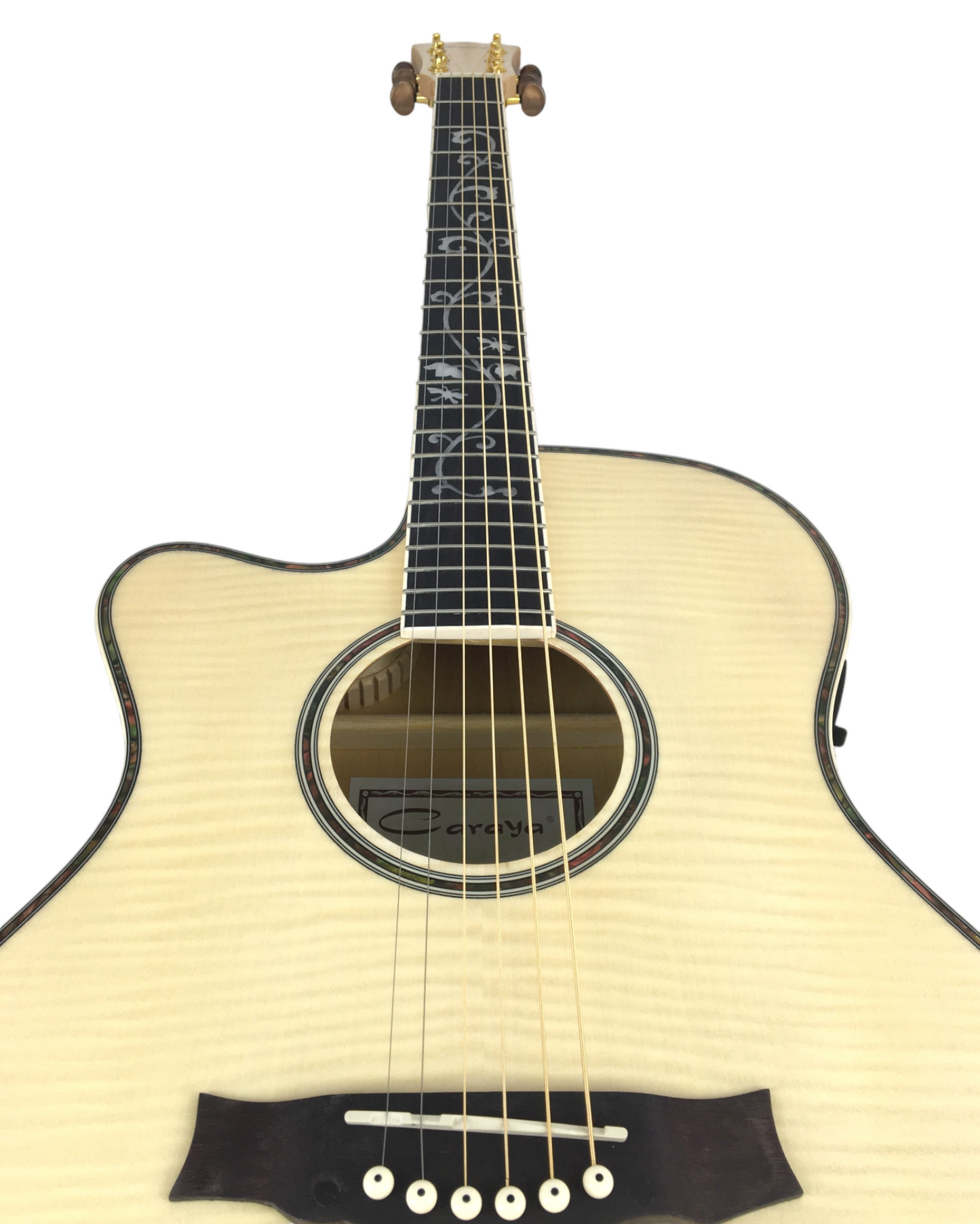 Caraya SDG837CEQNLH Left-Handed All Maple Built-In Pickups/Tuner Acoustic Guitar - Natural