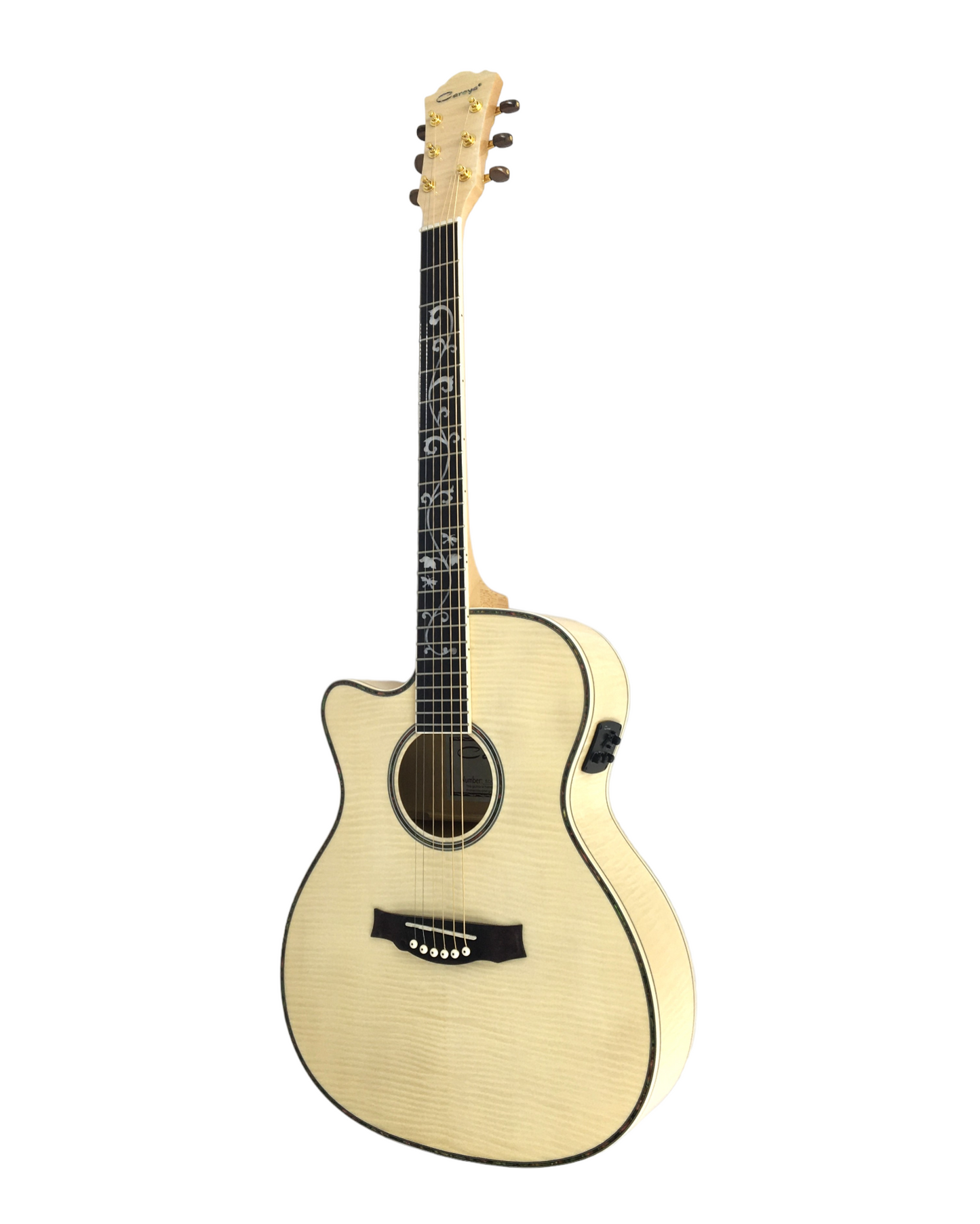 Caraya SDG837CEQNLH Left-Handed All Maple Built-In Pickups/Tuner Acoustic Guitar - Natural