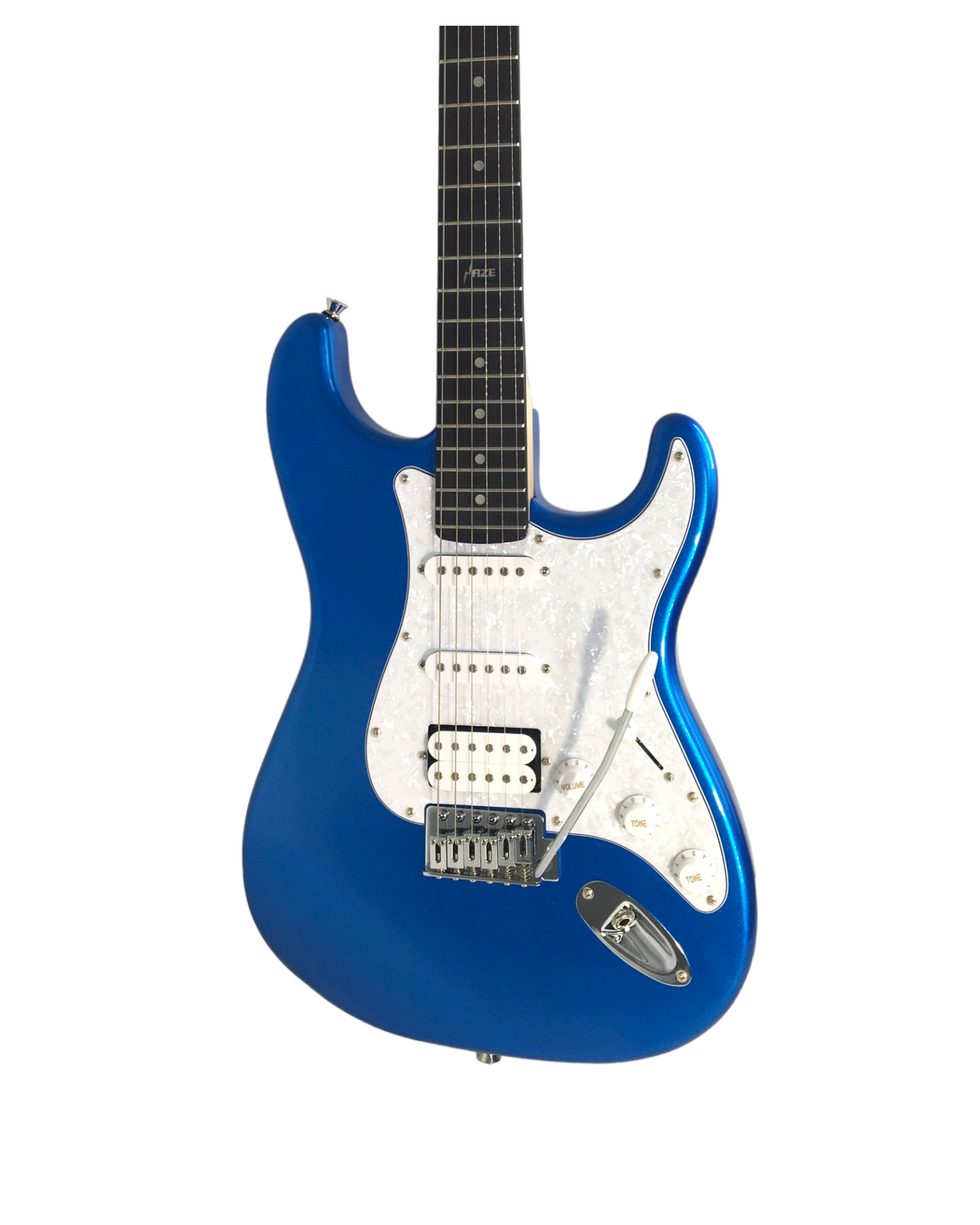 Haze E211 Classic Blue Sapphire/Arctic White HST Electric Guitar Electric Guitar, Amp, Stand Pack!