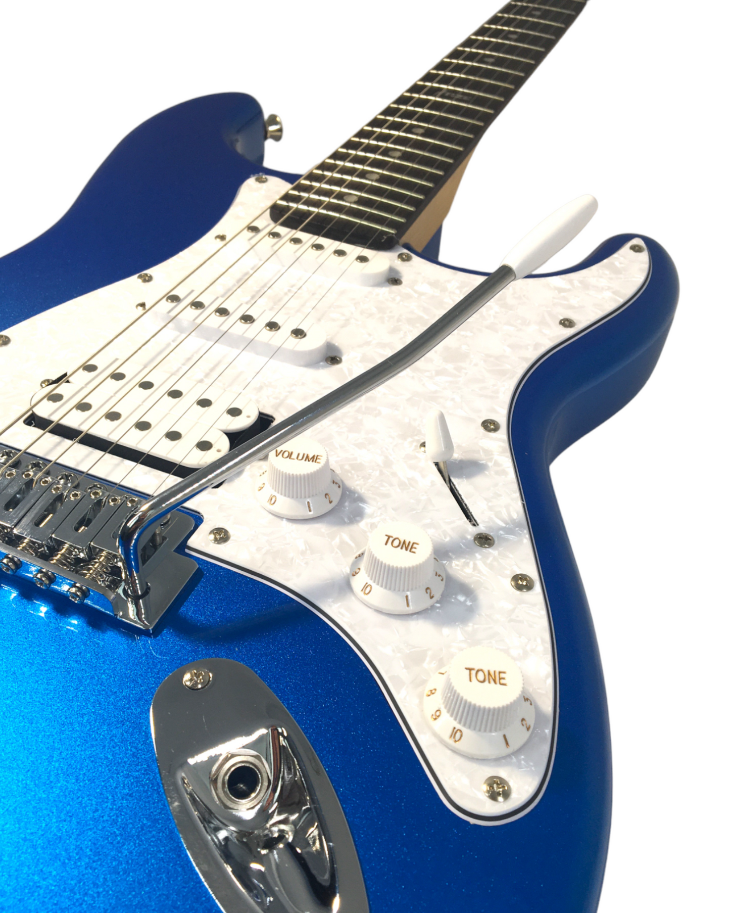 Haze E211 Classic Blue Sapphire/Arctic White HST Electric Guitar Electric Guitar, Amp, Stand Pack!