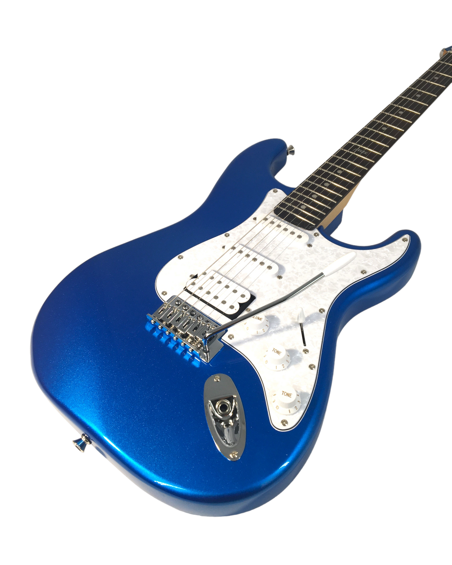 Haze E211 Classic Blue Sapphire/Arctic White HST Electric Guitar Electric Guitar, Amp, Stand Pack!