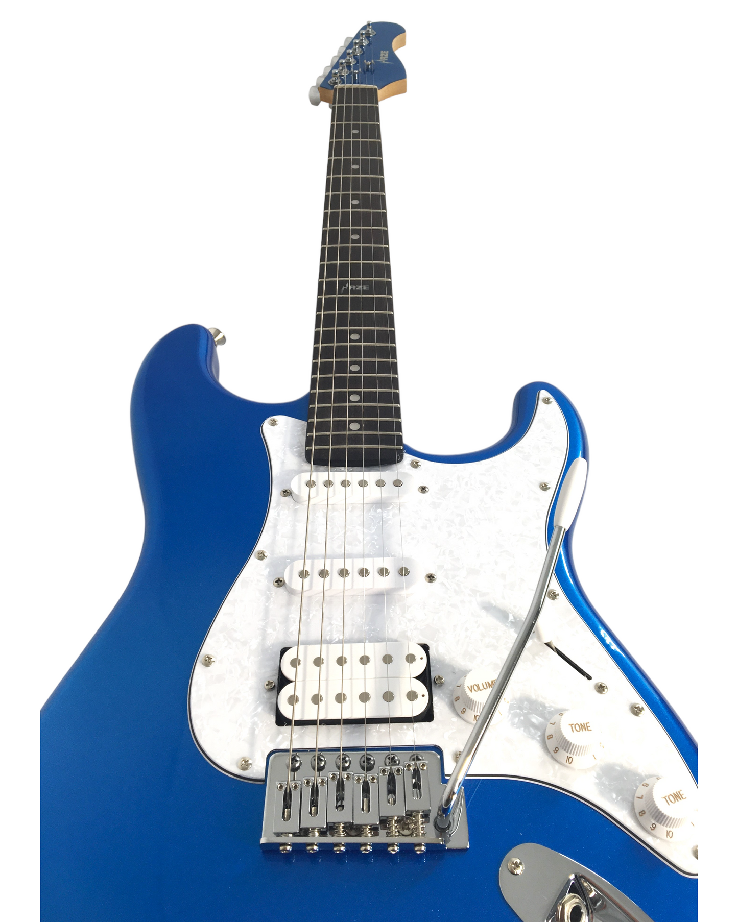 Haze E211 Classic Blue Sapphire/Arctic White HST Electric Guitar Electric Guitar, Amp, Stand Pack!