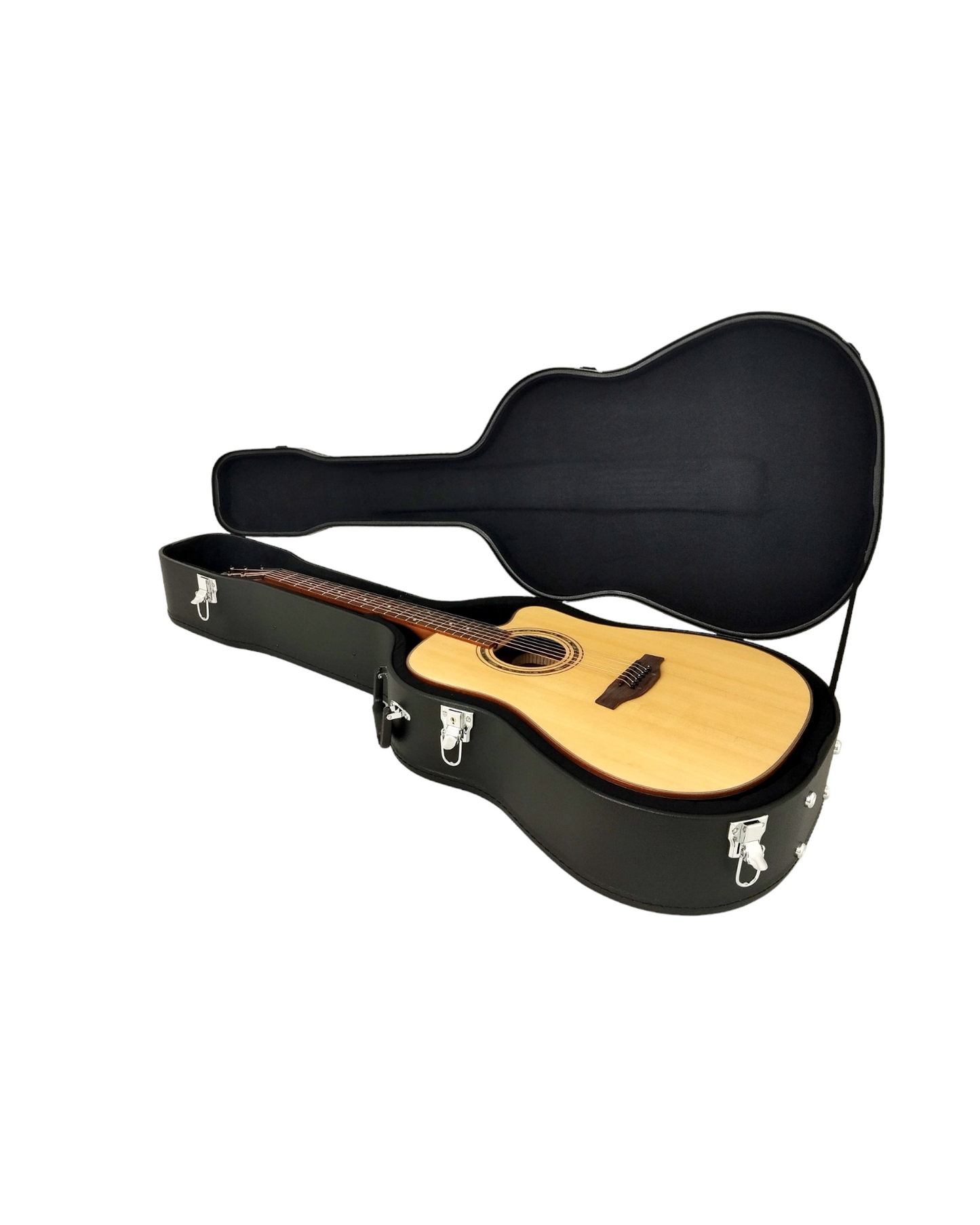 Klema K300DSCE Solid Spruce Sitka Fishman Pickup/Tuner Acoustic Guitar with Hard Case