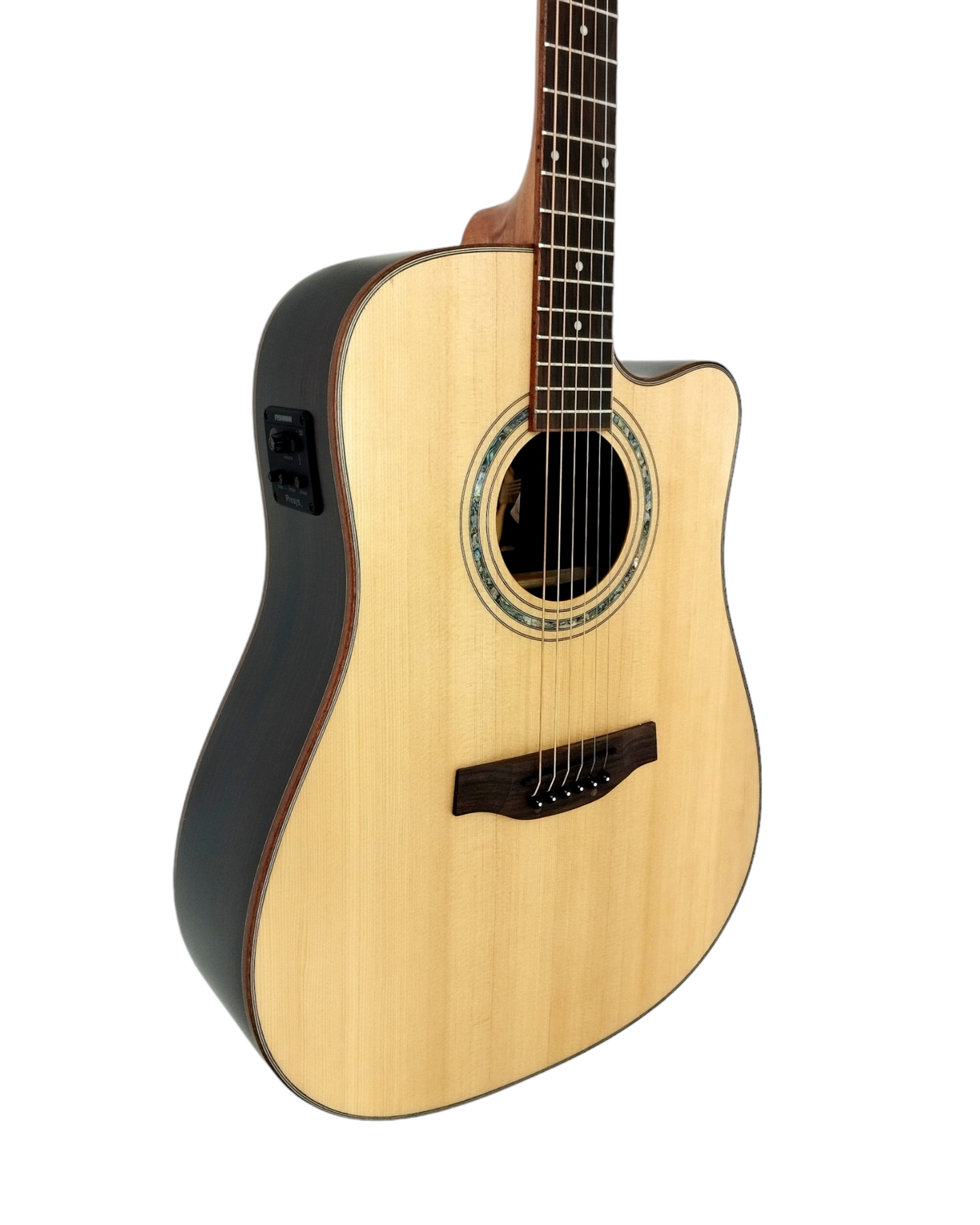 Klema K300DSCE Solid Spruce Sitka Fishman Pickup/Tuner Acoustic Guitar with Hard Case