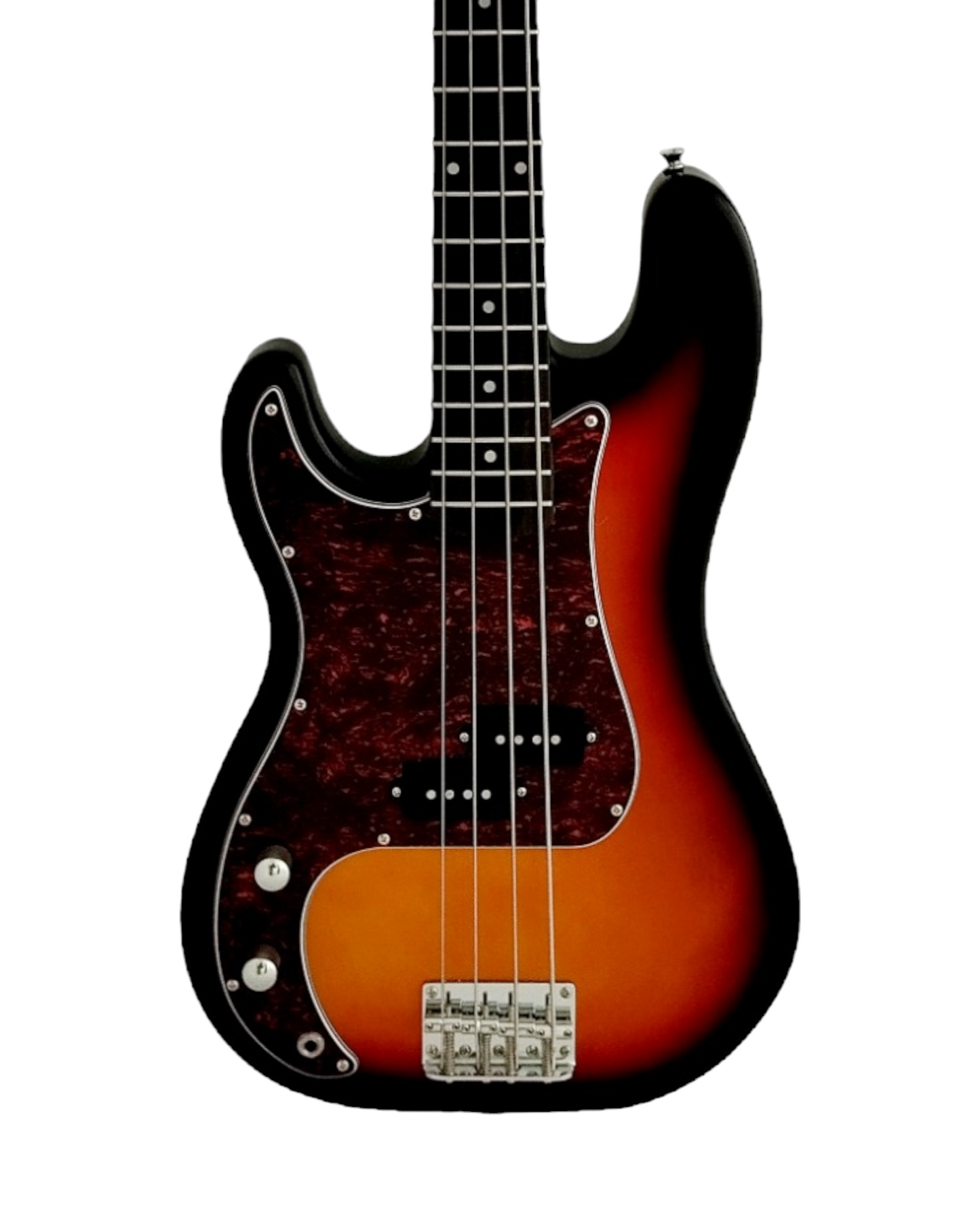 Haze Left Handed Basswood Sunburst Electric Bass Guitar - PB172BSLH with Accessories and Haze CUBEBABY Portable Multifunctional Bass (Optional)