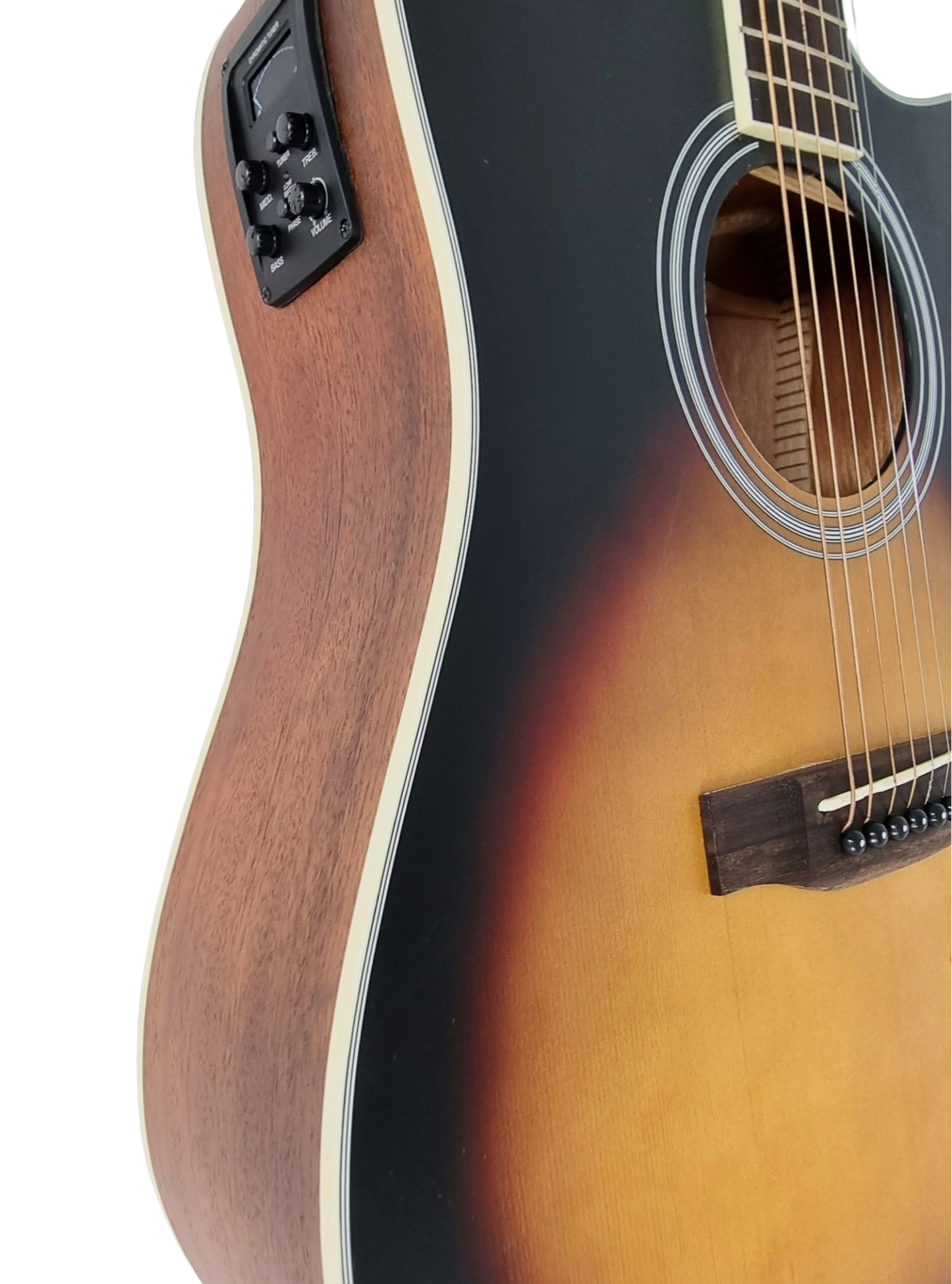Haze Solid Spruce Built-In Pickups/Tuner Cutaway Acoustic Guitar - Sunburst CD60MCEQBS