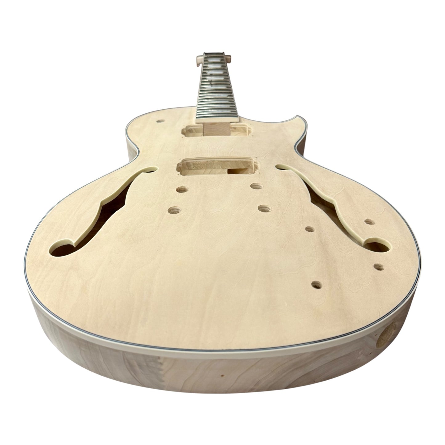 E329DIY Semi-Hollow Basswood Body Maple Set-Neck HLP H-H Electric Guitar DIY Kit - Complete No-Soldering w/ 3-Ply Ebony Trims & Chrome Hardware