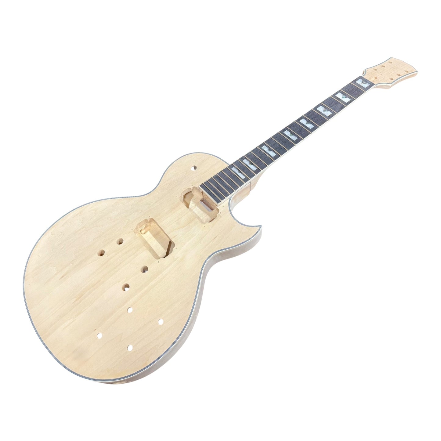 E238DIY Arched Top Solid Basswood Body Maple Set-Neck HLP H-H Electric Guitar DIY Kit - Complete No-Soldering w/ 3-Ply Ivory Trims & Chrome Hardware