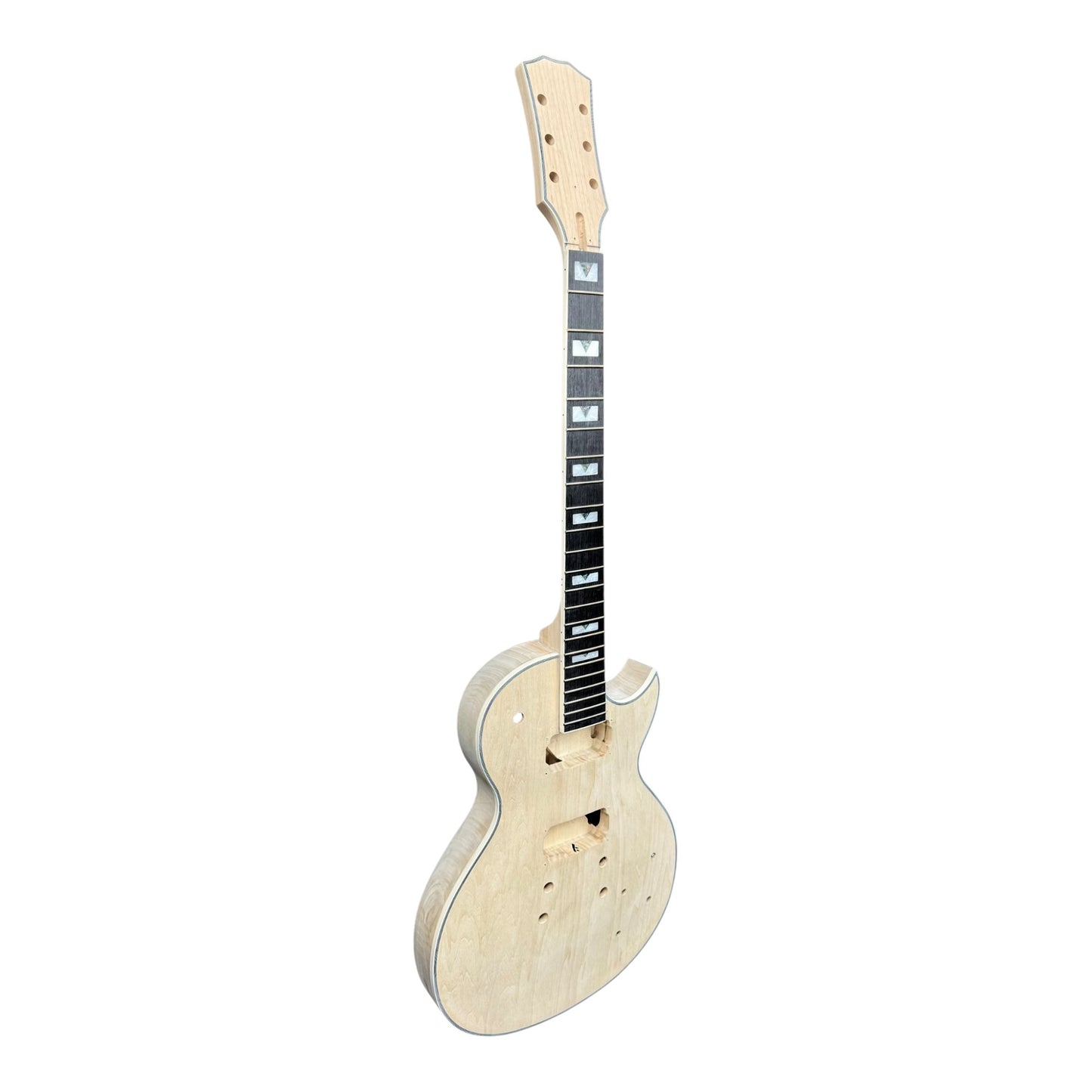 E238DIY Arched Top Solid Basswood Body Maple Set-Neck HLP H-H Electric Guitar DIY Kit - Complete No-Soldering w/ 3-Ply Ivory Trims & Chrome Hardware