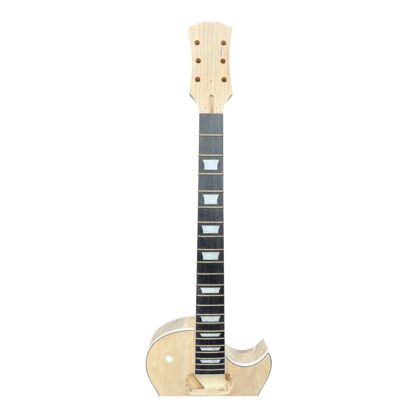 E329DIY Semi-Hollow Basswood Body Maple Set-Neck HLP H-H Electric Guitar DIY Kit - Complete No-Soldering w/ 3-Ply Ebony Trims & Chrome Hardware