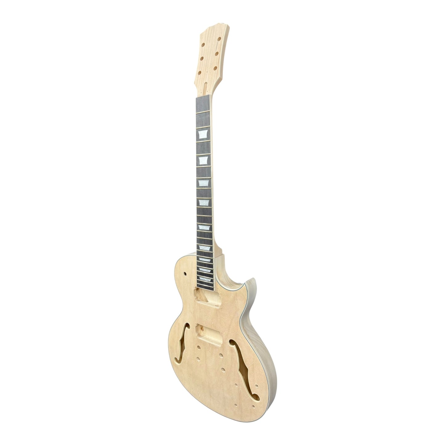 E329DIY Semi-Hollow Basswood Body Maple Set-Neck HLP H-H Electric Guitar DIY Kit - Complete No-Soldering w/ 3-Ply Ebony Trims & Chrome Hardware