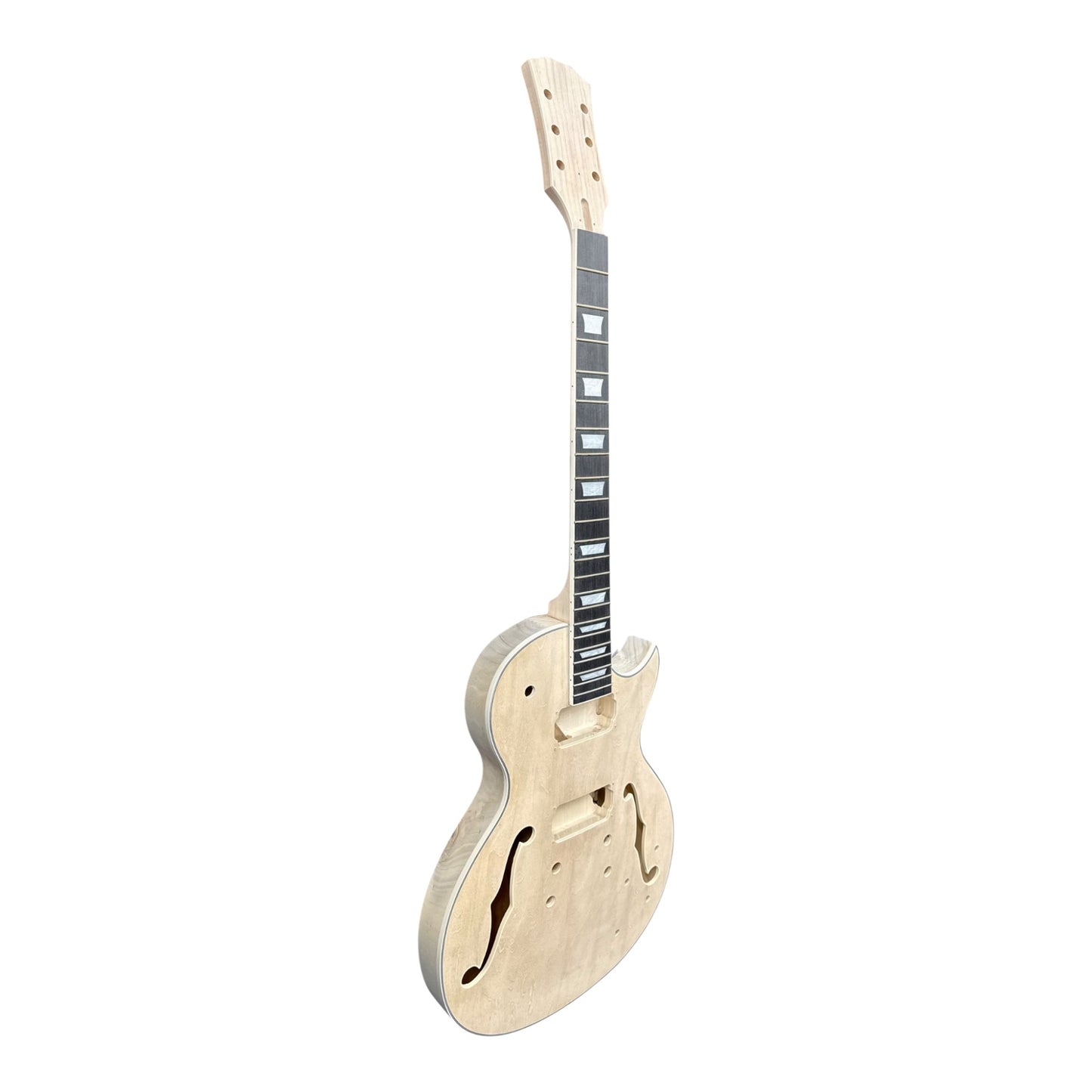 E329DIY Semi-Hollow Basswood Body Maple Set-Neck HLP H-H Electric Guitar DIY Kit - Complete No-Soldering w/ 3-Ply Ebony Trims & Chrome Hardware