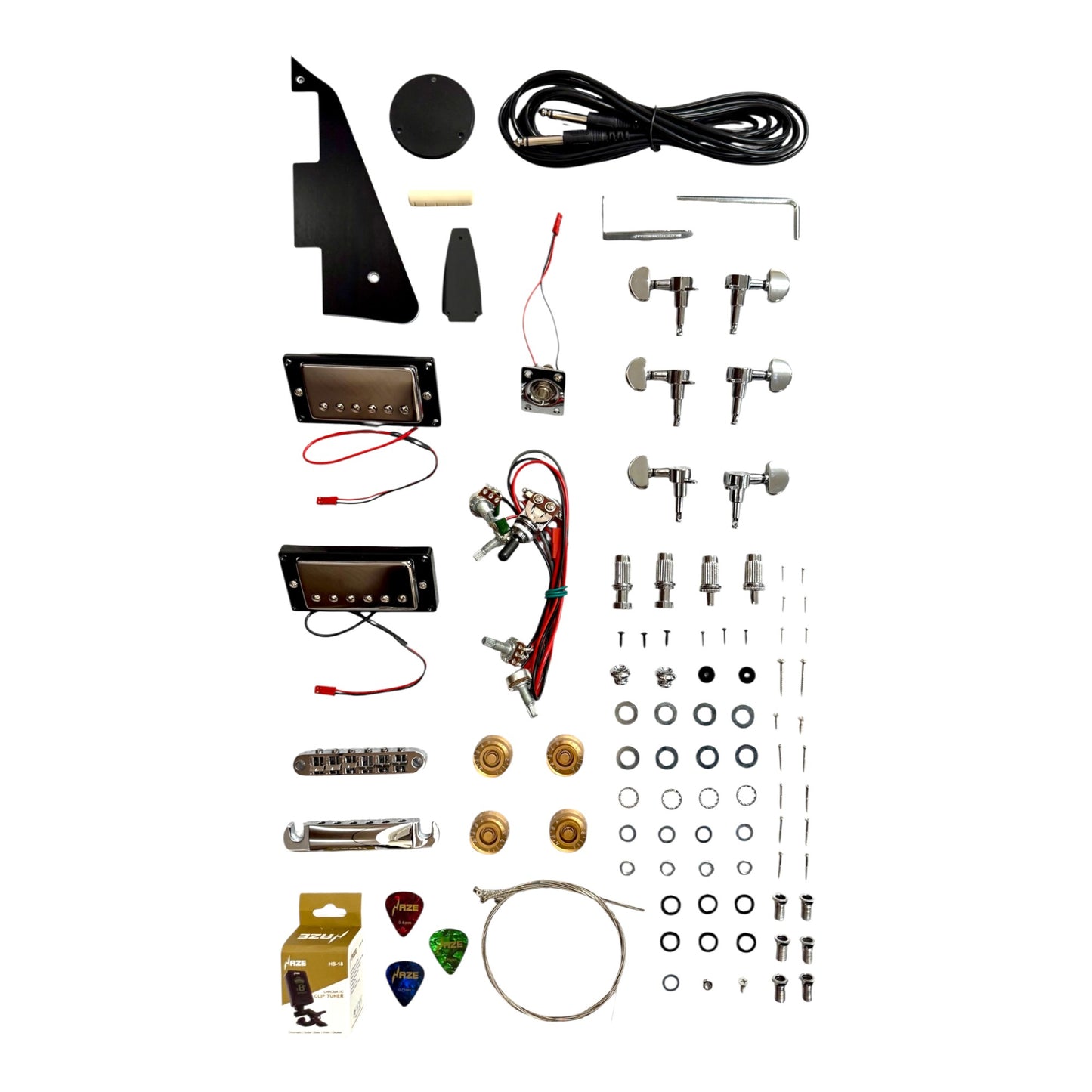 E329DIY Semi-Hollow Basswood Body Maple Set-Neck HLP H-H Electric Guitar DIY Kit - Complete No-Soldering w/ 3-Ply Ebony Trims & Chrome Hardware